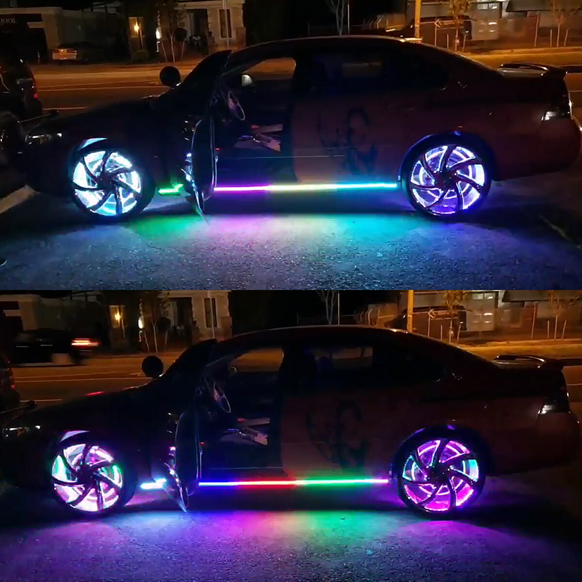2pcs 4FT+ 2pcs 6.5FT Dream Color Chasing Lights Strips IP68 Waterproof Bluetooth