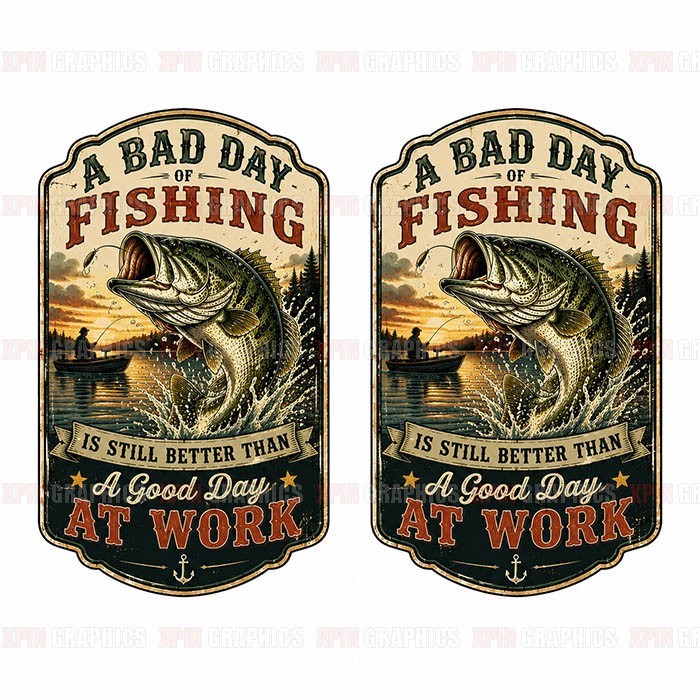 A Bad Day of Fishing Fish Fisherman Vinyl Decal Sticker 2 Pack A