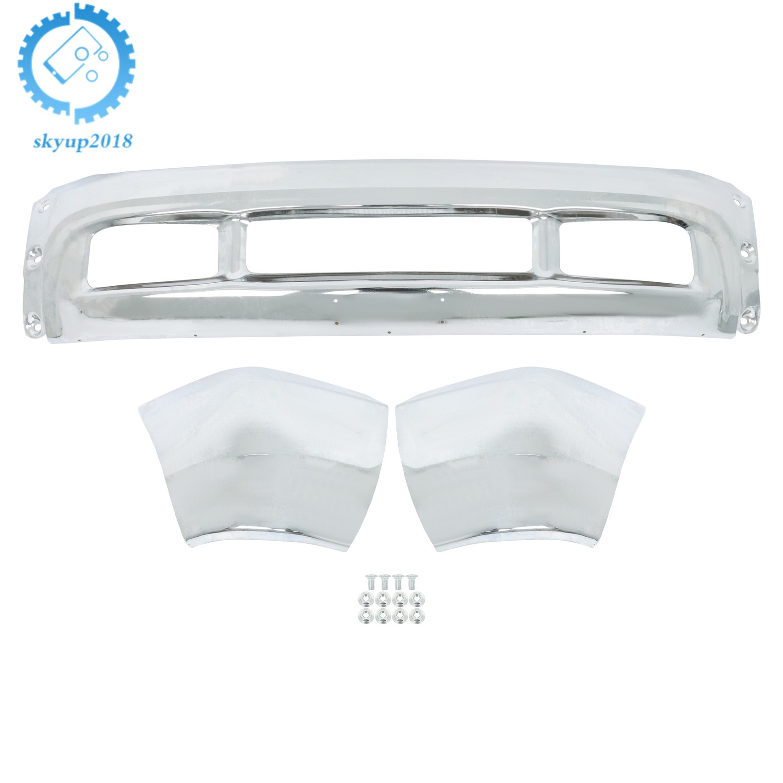 Front Bumper Face Bar Split-Type For Ford F-250 F-350 1999 00-2004 Chrome Steel