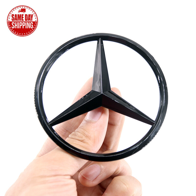 For W223 SEDAN Mercedes GLOSS BLACK Star Emblem Rear Trunk Lid Badge AMG S580