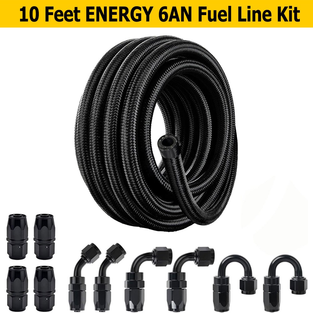 6AN CPE Nylon Braided Car Fuel Line Hose & AN6 Fittings Universal For Toyota