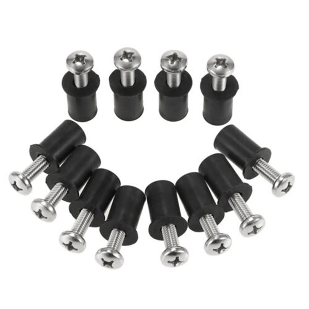 Stainless Steel Screws and Rubber Nuts for Kayaks Canoes and Boats 12PCS