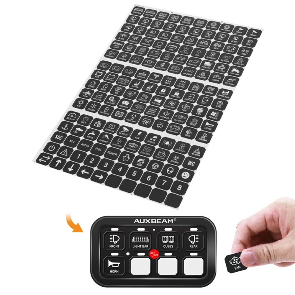 160pcs Labels For Auxbeam 6/8 Switch Panel BA80,GA80,BB80,GB80,BC60,GC60,AR-800