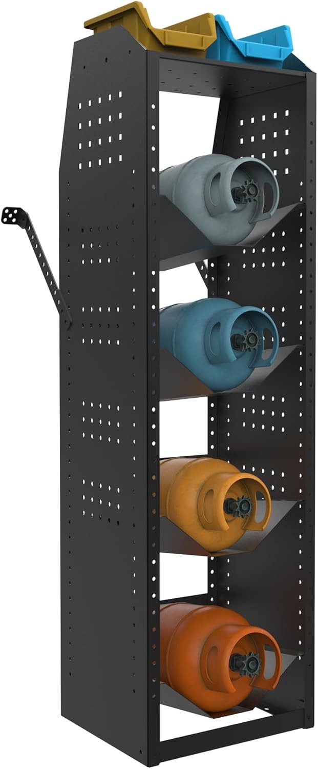 Cargo Van Shelving Refrigerant Tank Rack Steel Freon Tank 46″ H x 14.7″ W x 13″D