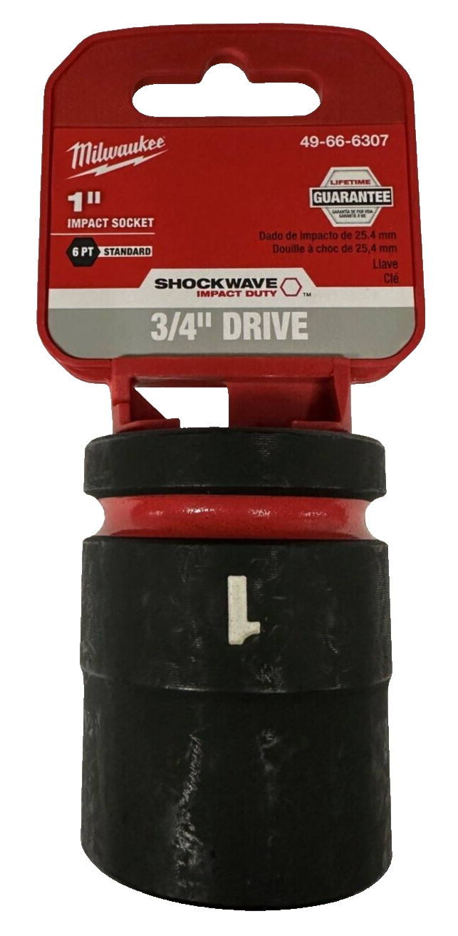 Milwaukee 49-66-6307 3/4″ Drive Standard Length Impact Socket 1″ 6 Point