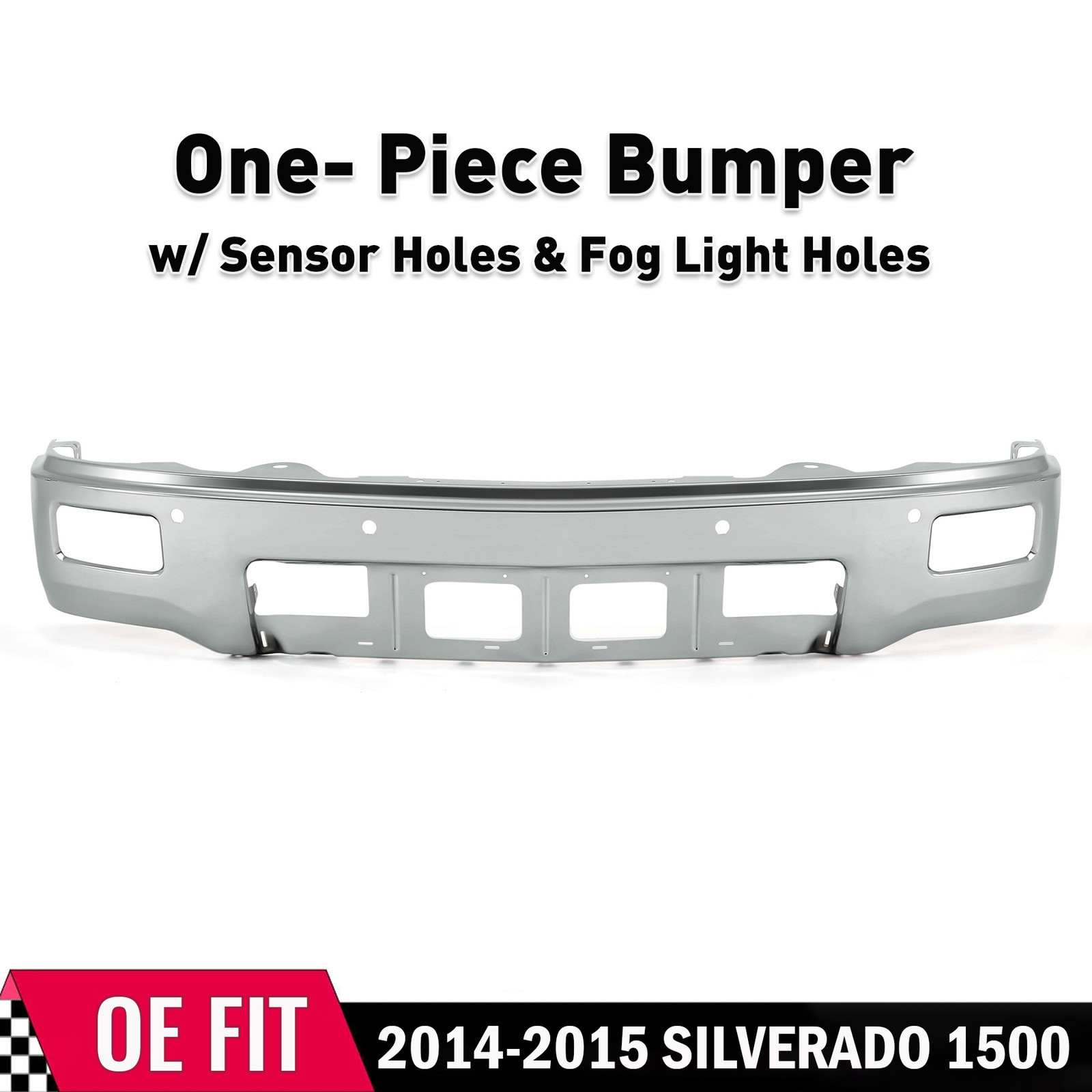 For 2014-2015 Chevy Silverado 1500 Front Bumper Face Bar Chrome W/ Fog&Sensor