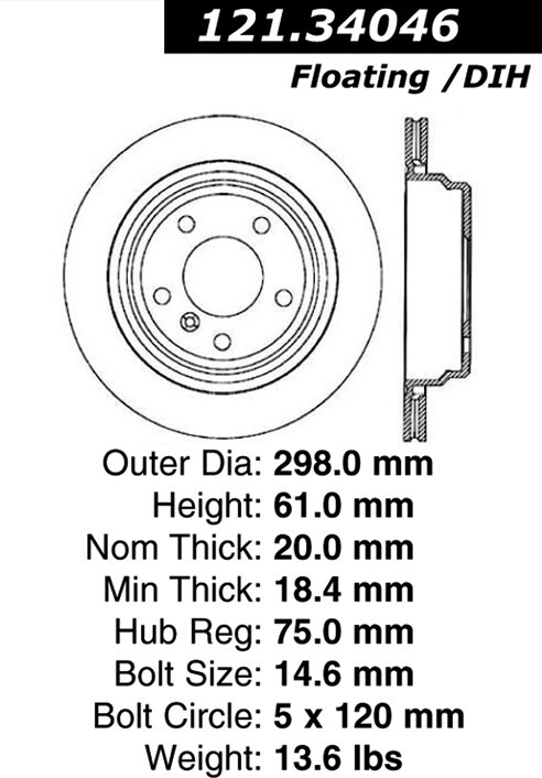 Centric Rear Disc Brake Rotor for 525i, 530i, 540i, 528i (121.34046)