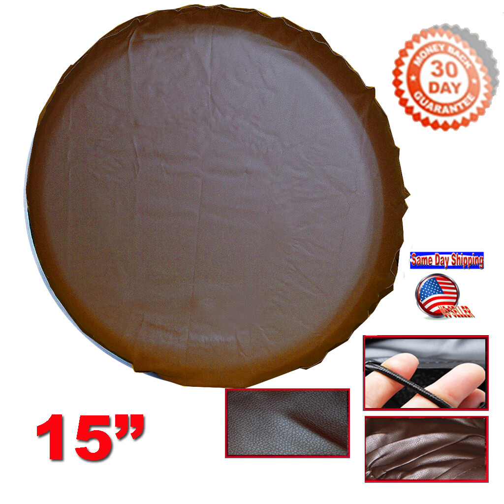 15″ DIY Pure Brown trailer Spare tire tyre Wheel Cover Heavy Duty Vinyl Material