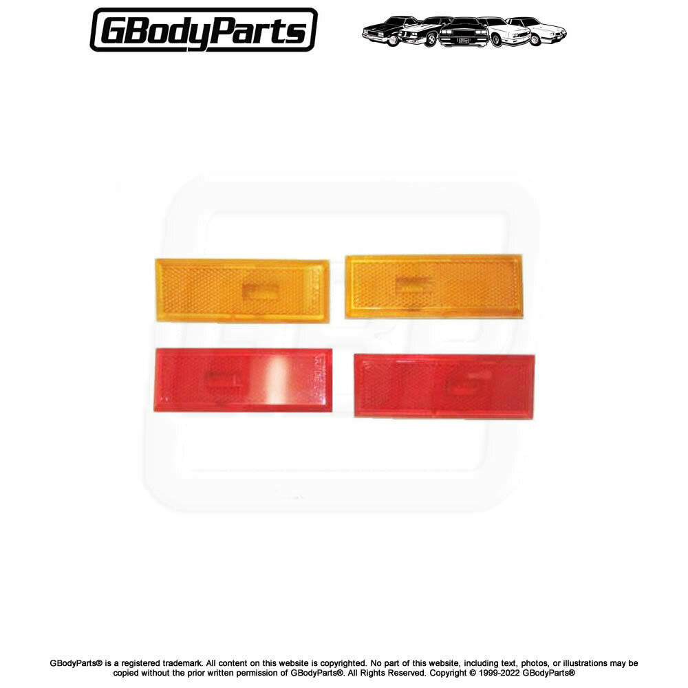 81-88 Cutlass Front Fender Rear Quarter Side Marker Light Lamp Lens 4pc SET