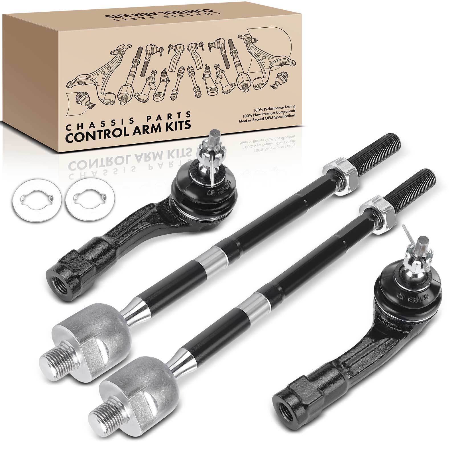 4Pcs Front Inner & Outer Tie Rod End Kit for Kia Rio 18-23 Hyundai Accent 18-22