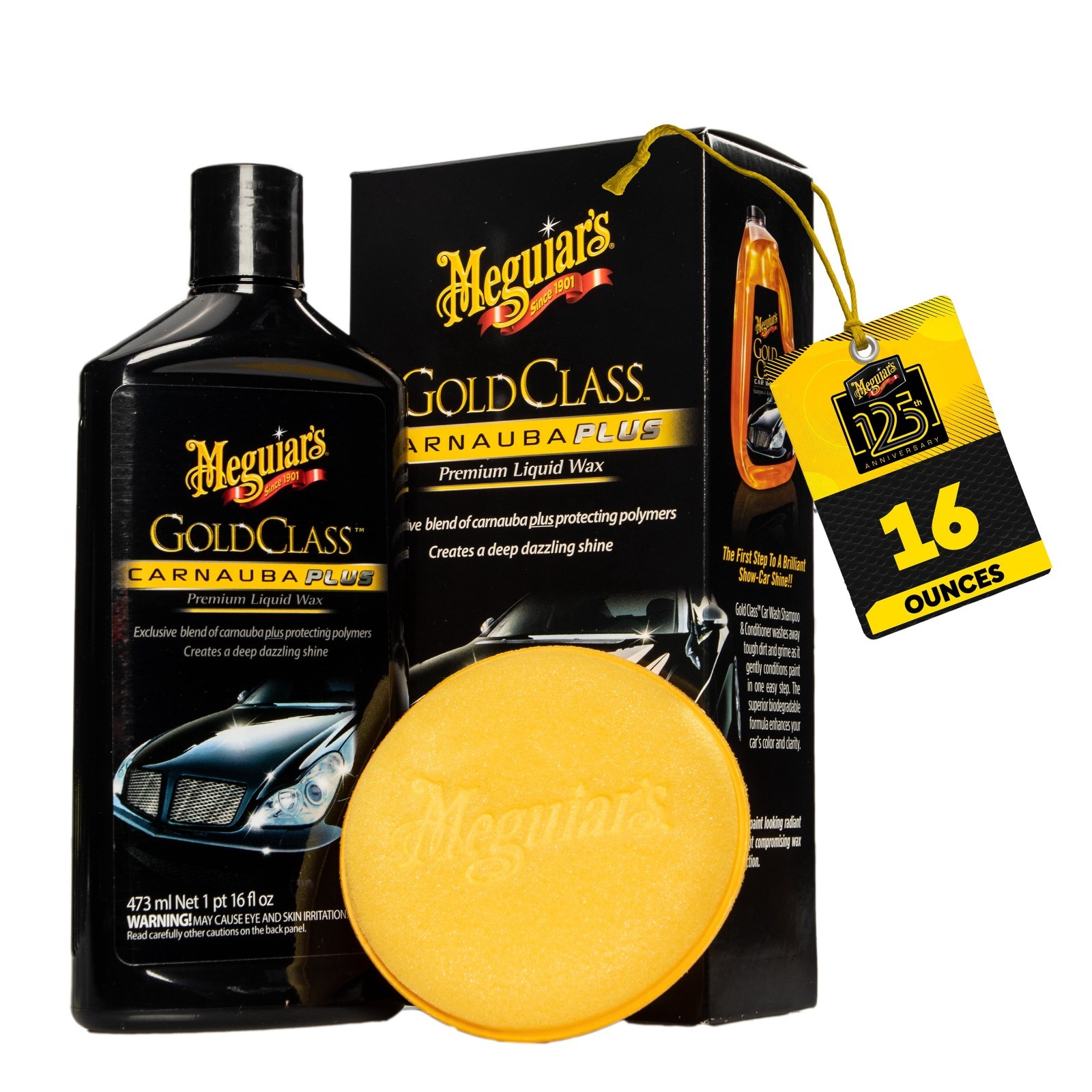(2 Pack) Meguiar’s Gold Class Carnauba Plus Premium Liquid Wax 16 oz, Car Shine