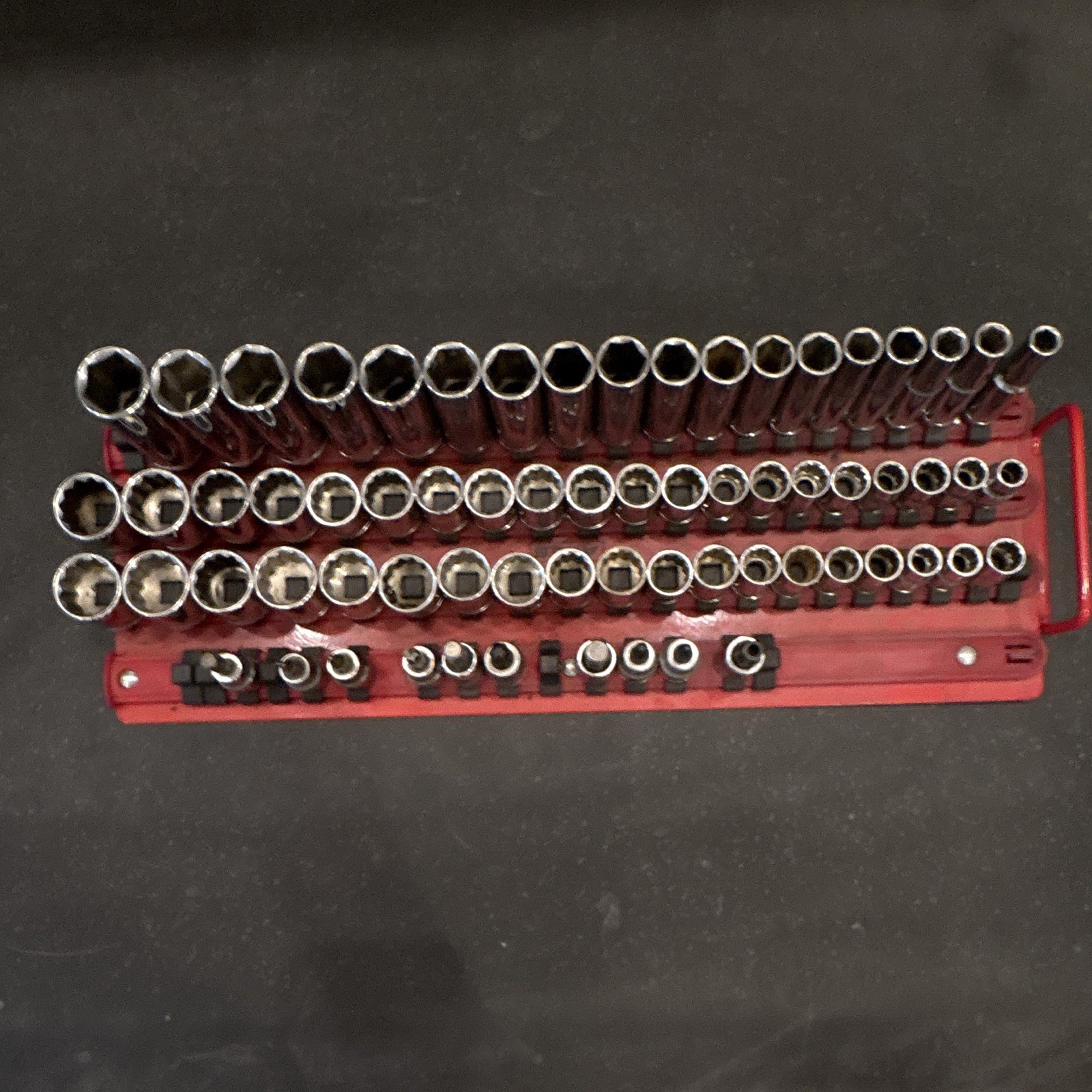 Mixed Socket Lot Pittsburgh Husky Deep Shallow SAE Metric Bit Sockets w/ Rail