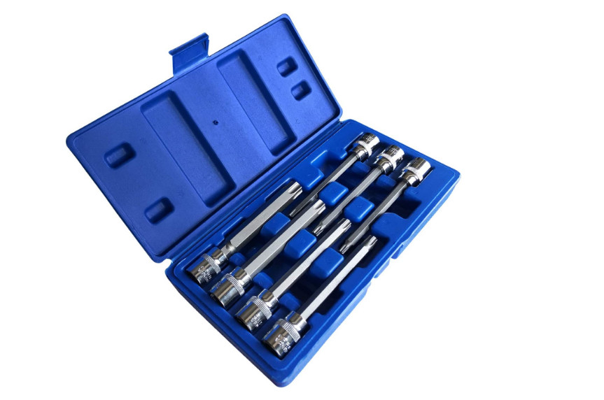 Extra Long Vanadium Torx Star Bit Socket Chrome Polished Hex Drive 110 mm 7 Pack