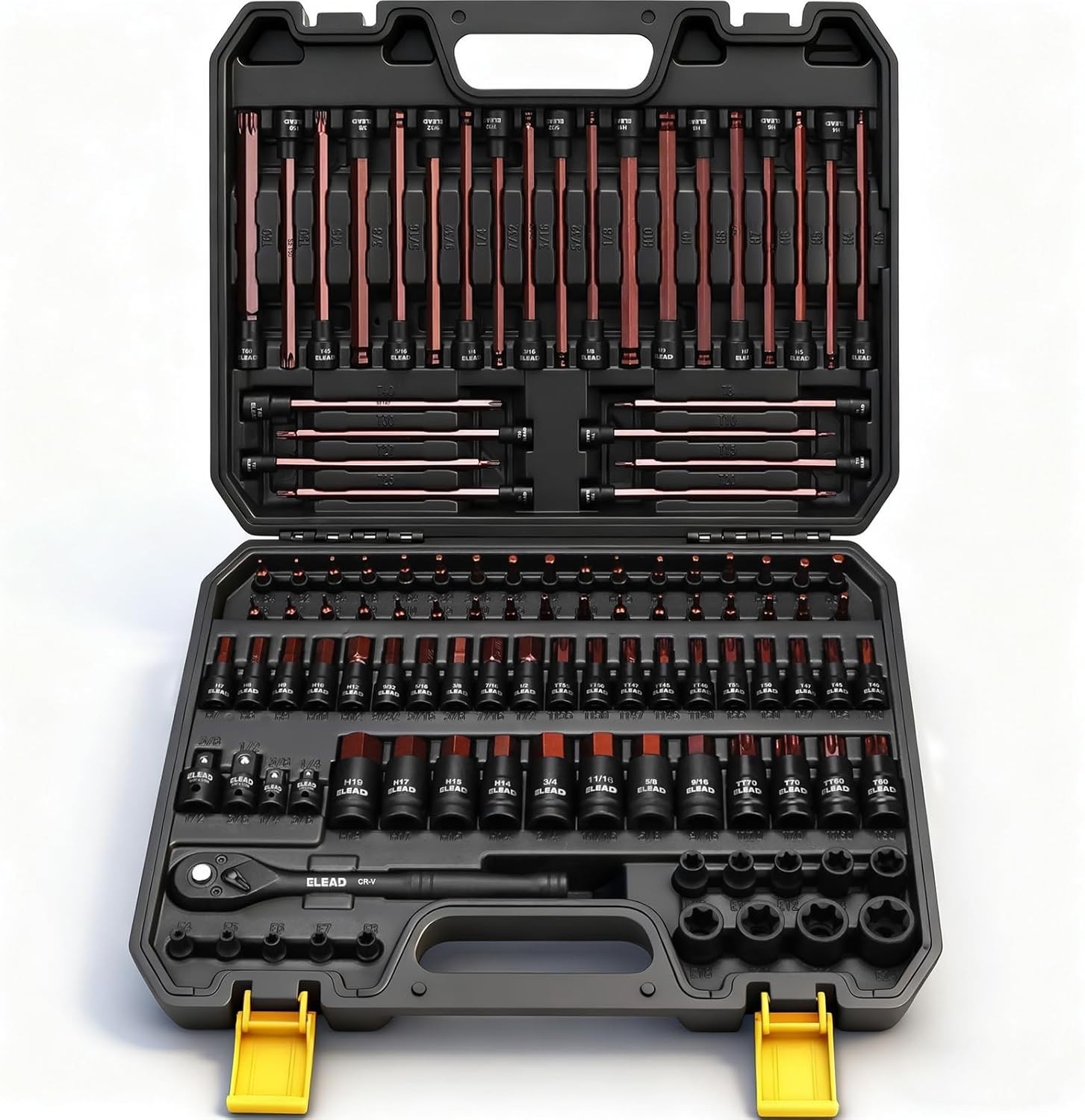 Comprehensive 112-Piece Bit Socket Set with Extra-Long Bits