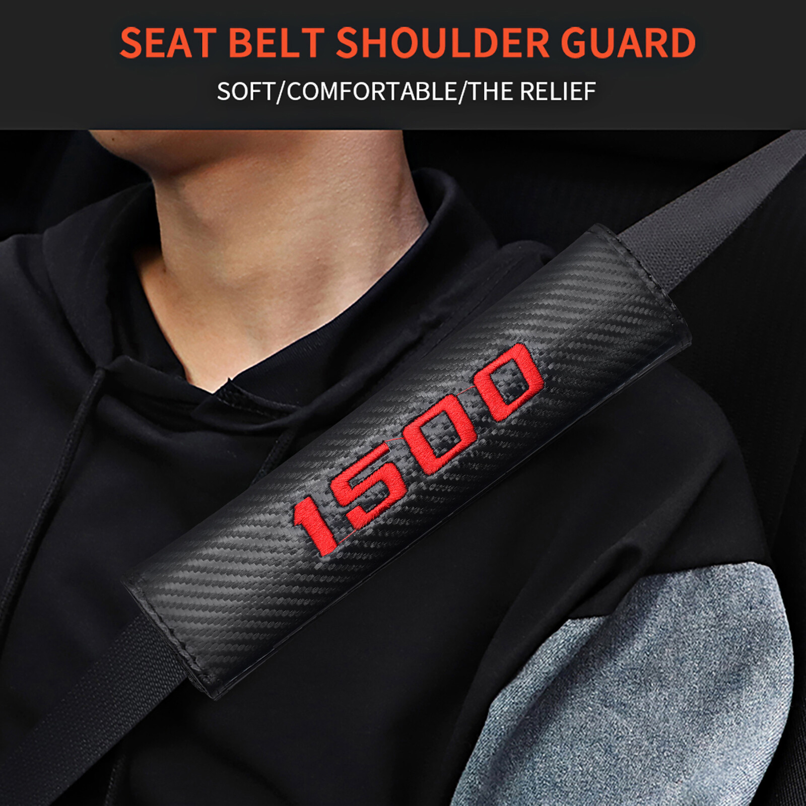 2pcs For Ram 1500 Cab Red Color Soft Embroidered Seat Belt Shoulder Pad Covers