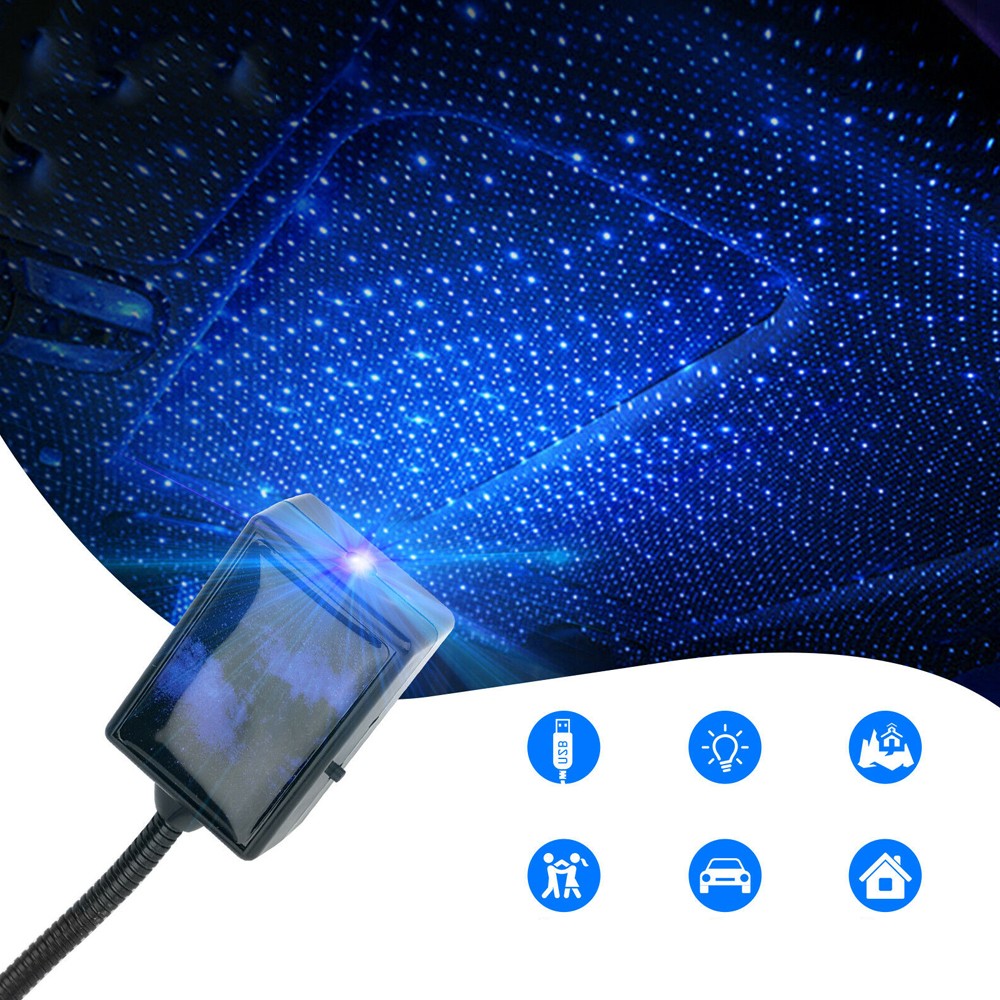 1x Car USB LED Atmosphere Star Sky Lamp Ambient Night Lights Auto Accessories