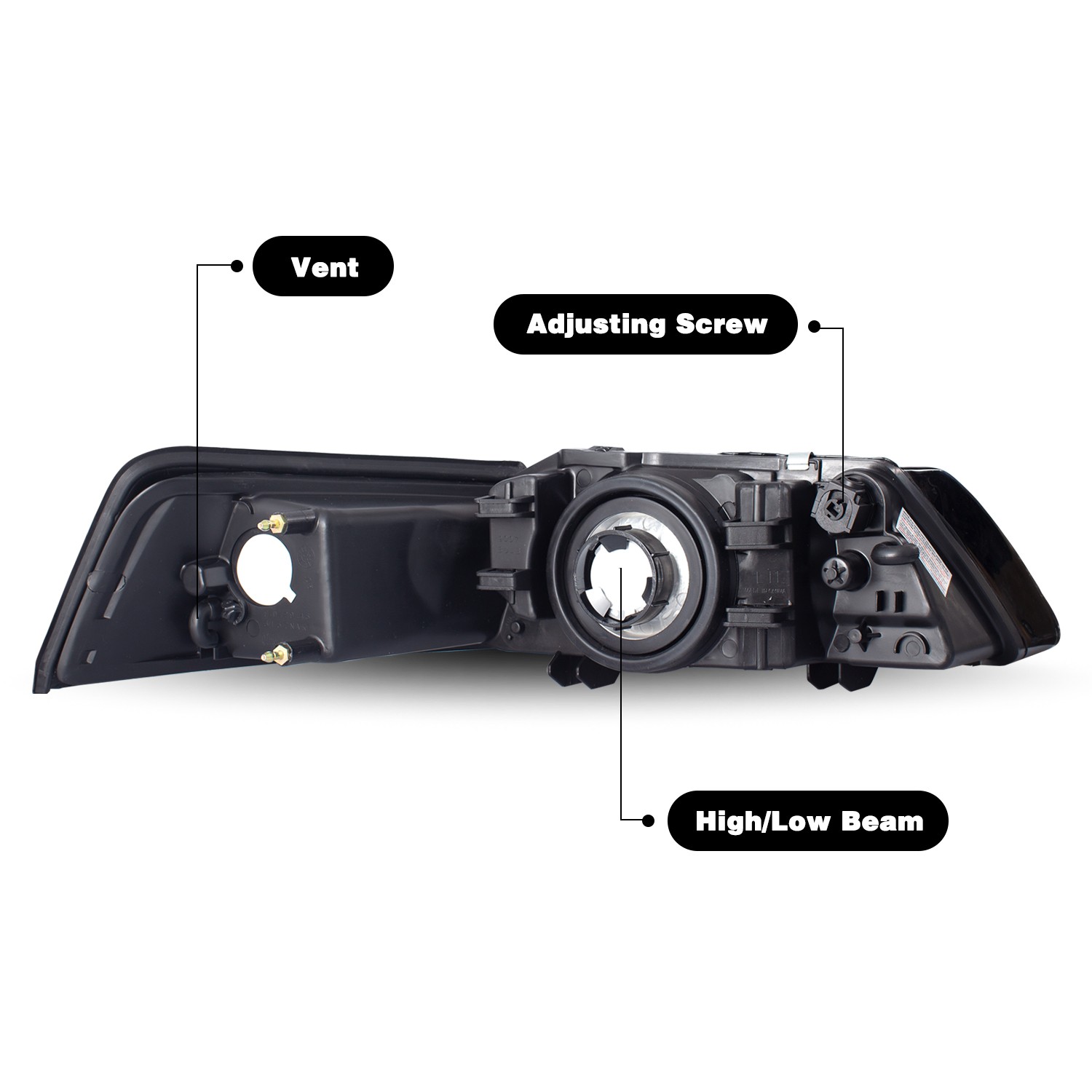 For 1999-2004 Ford Mustang Halogen Chrome Headlights Assembly Lamps Left&Right