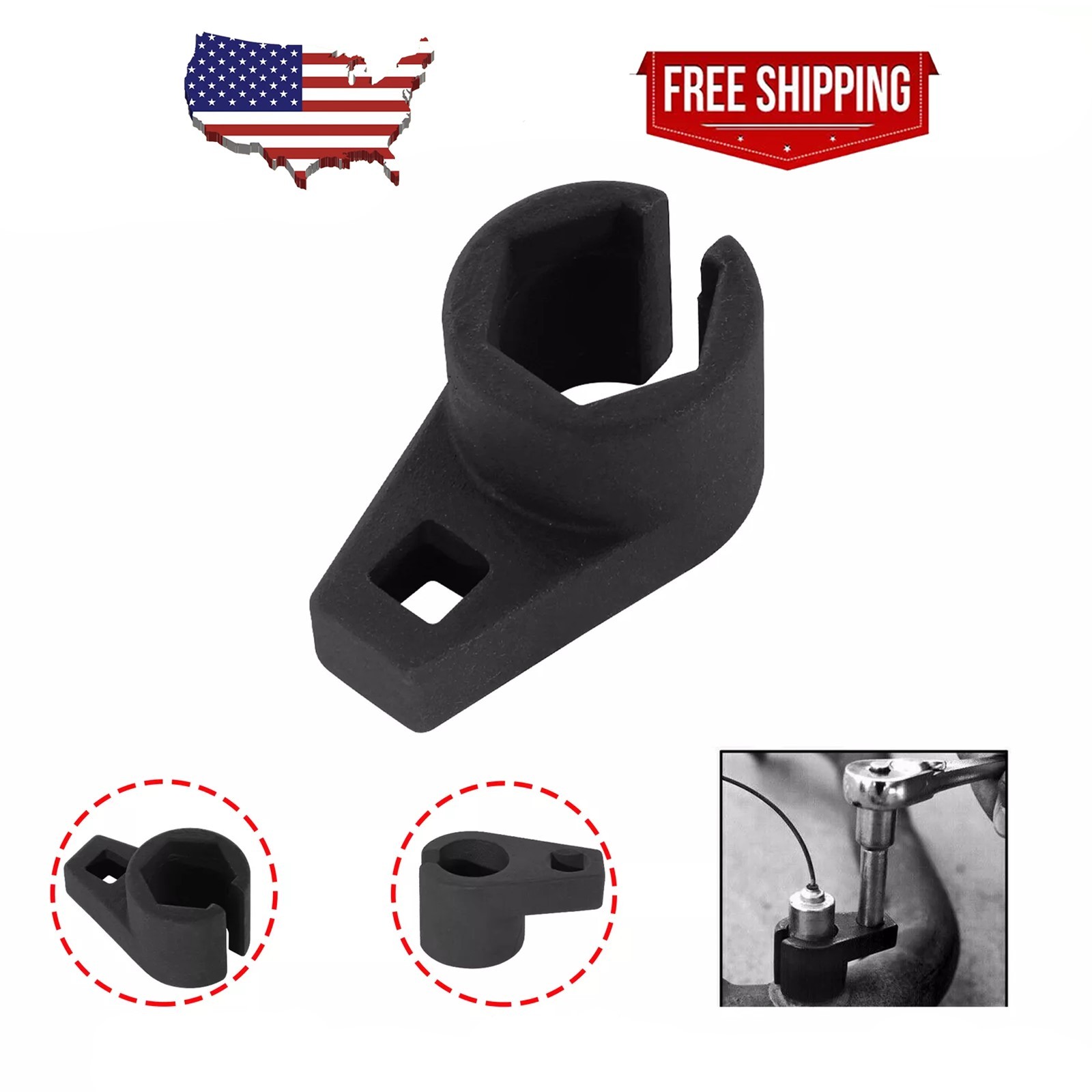 O2 Oxygen Sensor Socket Offset Wrench Remover Tool, 3/8-Inch Drive, 7/8-Inch