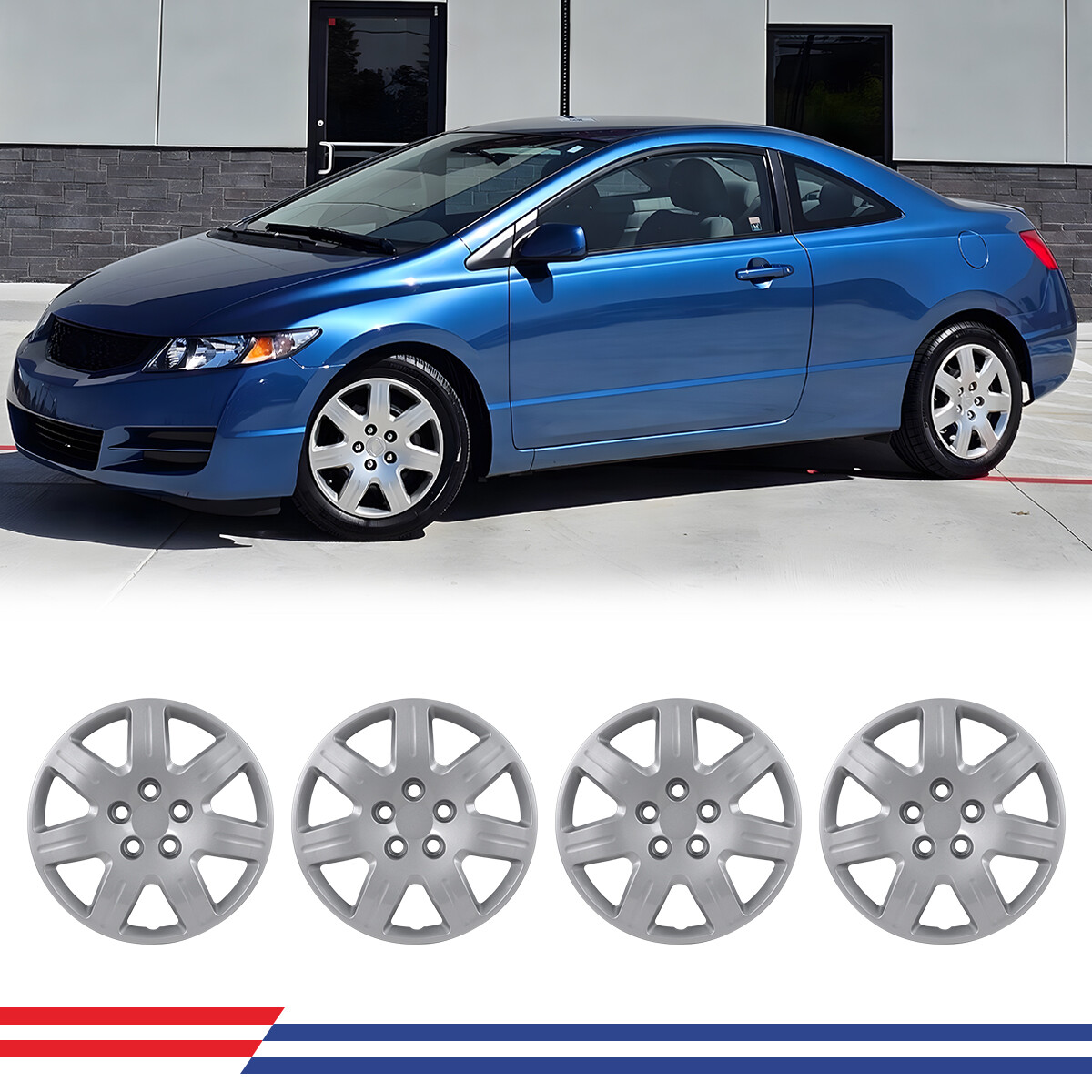 16″ Set of 4 Sliver Hub Caps Full Rim Wheel Covers for 2006-2011 Honda Civic