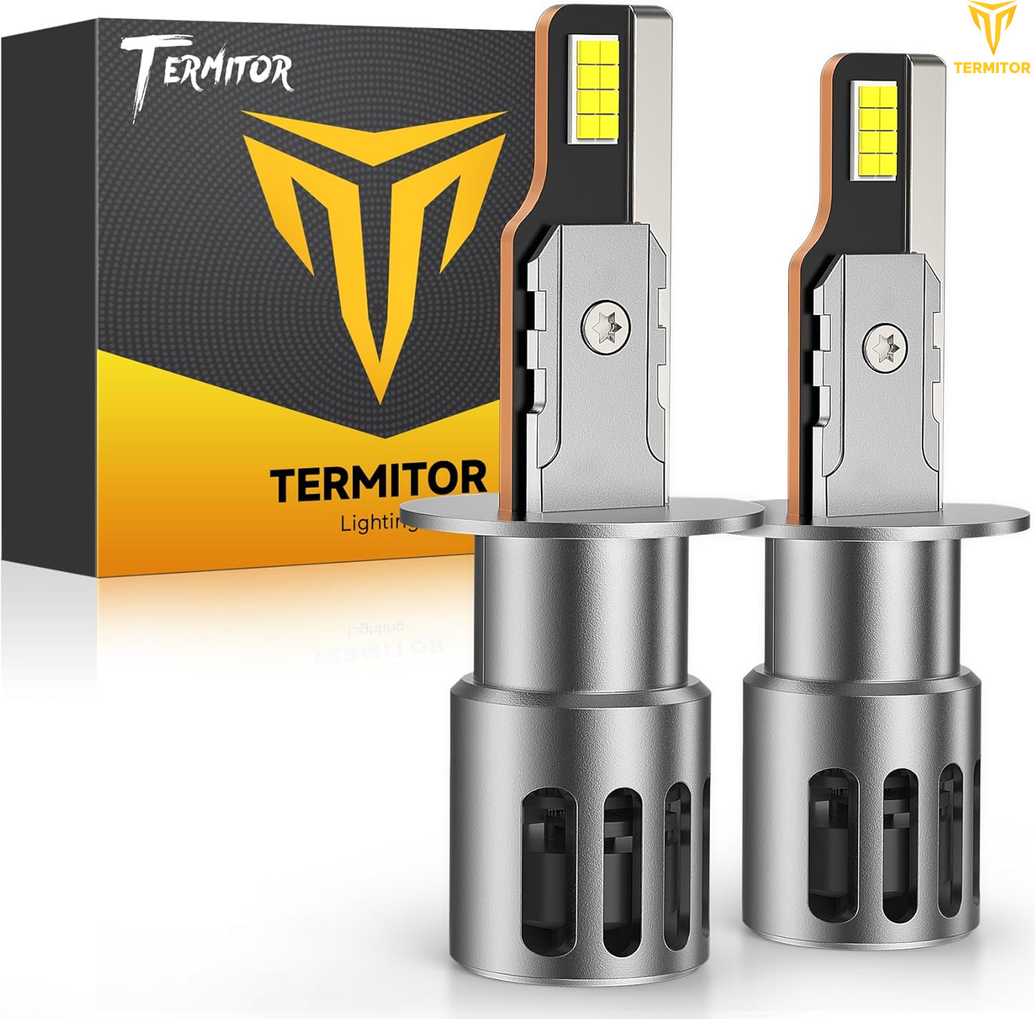 TERMITOR 2X H1 LED Light Bulbs 60000LM Super White Bright Hi/Low Lamp Beam 6500K