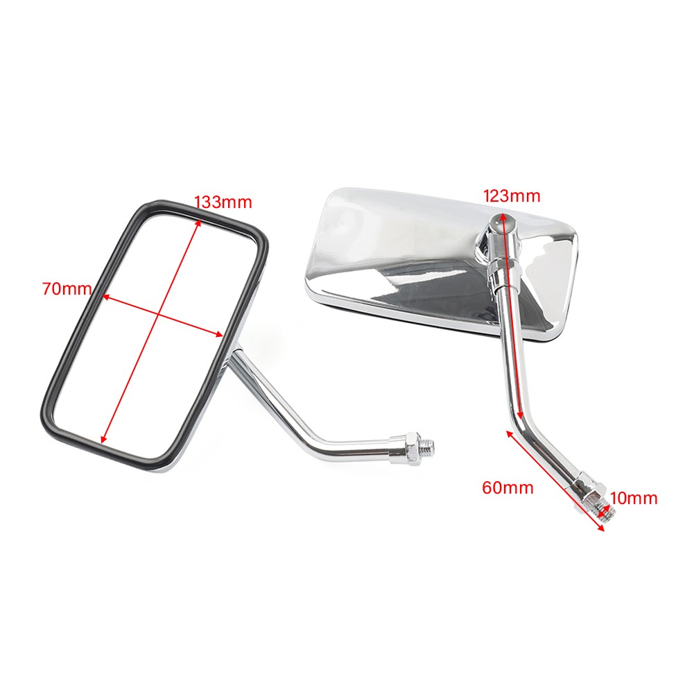 10mm Rectangle Rearview Side Mirrors Chrome Fit Honda Magna 700 VF700C VF750CD