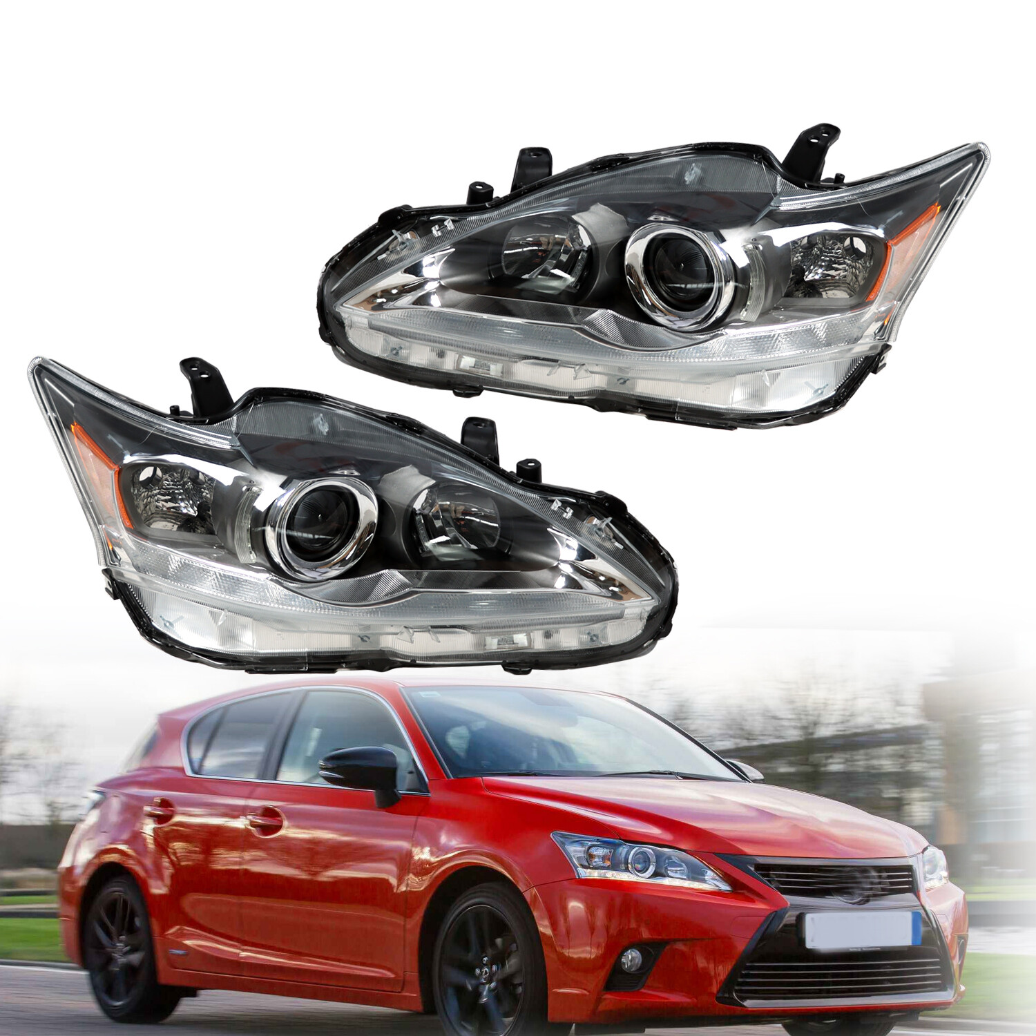 Halogen Headlights Assembly For 2011-2017 Lexus CT200h 11-17 LH+RH Pairs