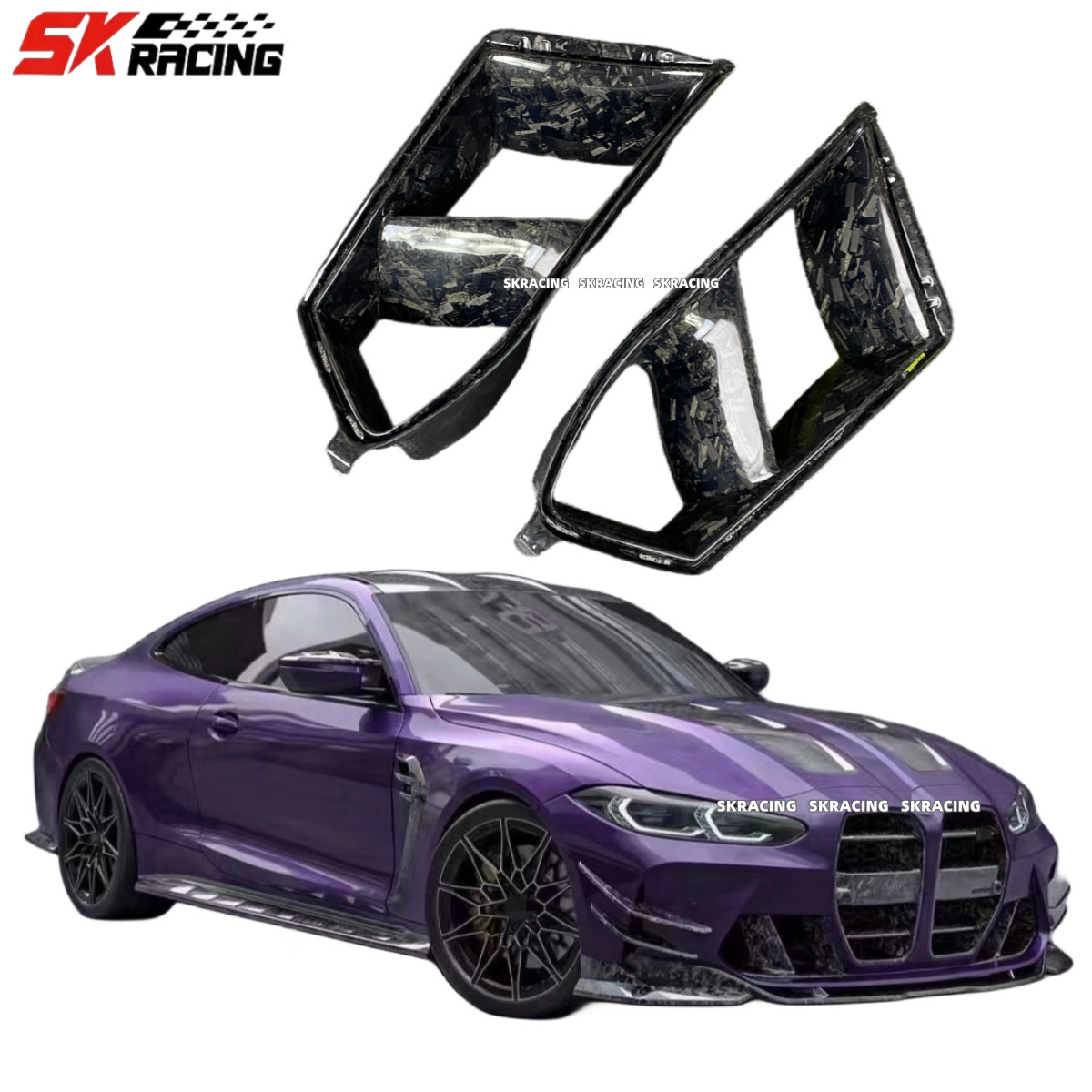 For 2021-2023 BMW M3 G80 M4 G82 Forged Carbon Fiber Front Bumper Air Vent Trims
