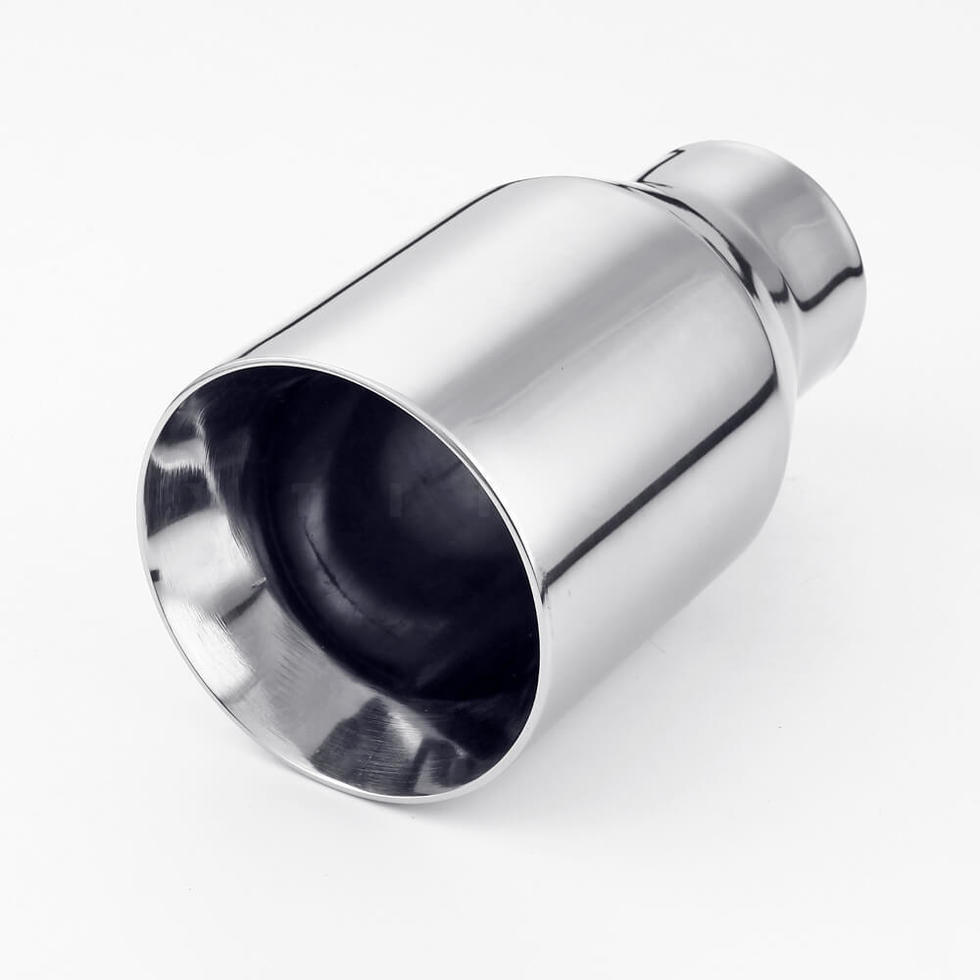 2 1/2 inch In 4 Out 7 Long Dual Layer Exhaust Tip Straight Cut Stainless Steel