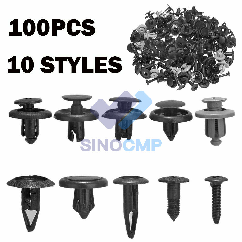 100X Trunk Screw Rivets Set Car Bumper Fender For Auto Plastic Fastener Clips