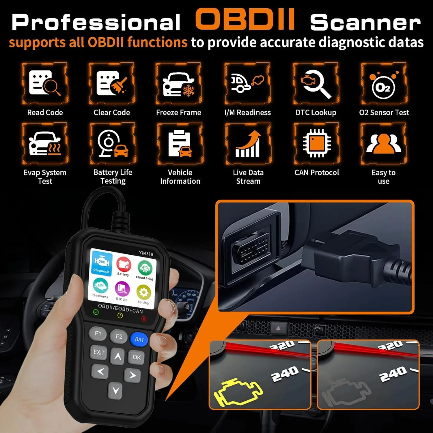 OBD2 Scanner Code Reader Car Diagnostic Scan Tool Check Engine Fault