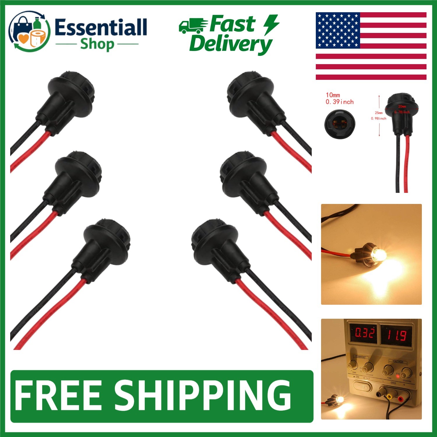 T10 W5W 194 LED Socket Adapters – 6 Rubber & Copper Pieces for Optimal Lighting