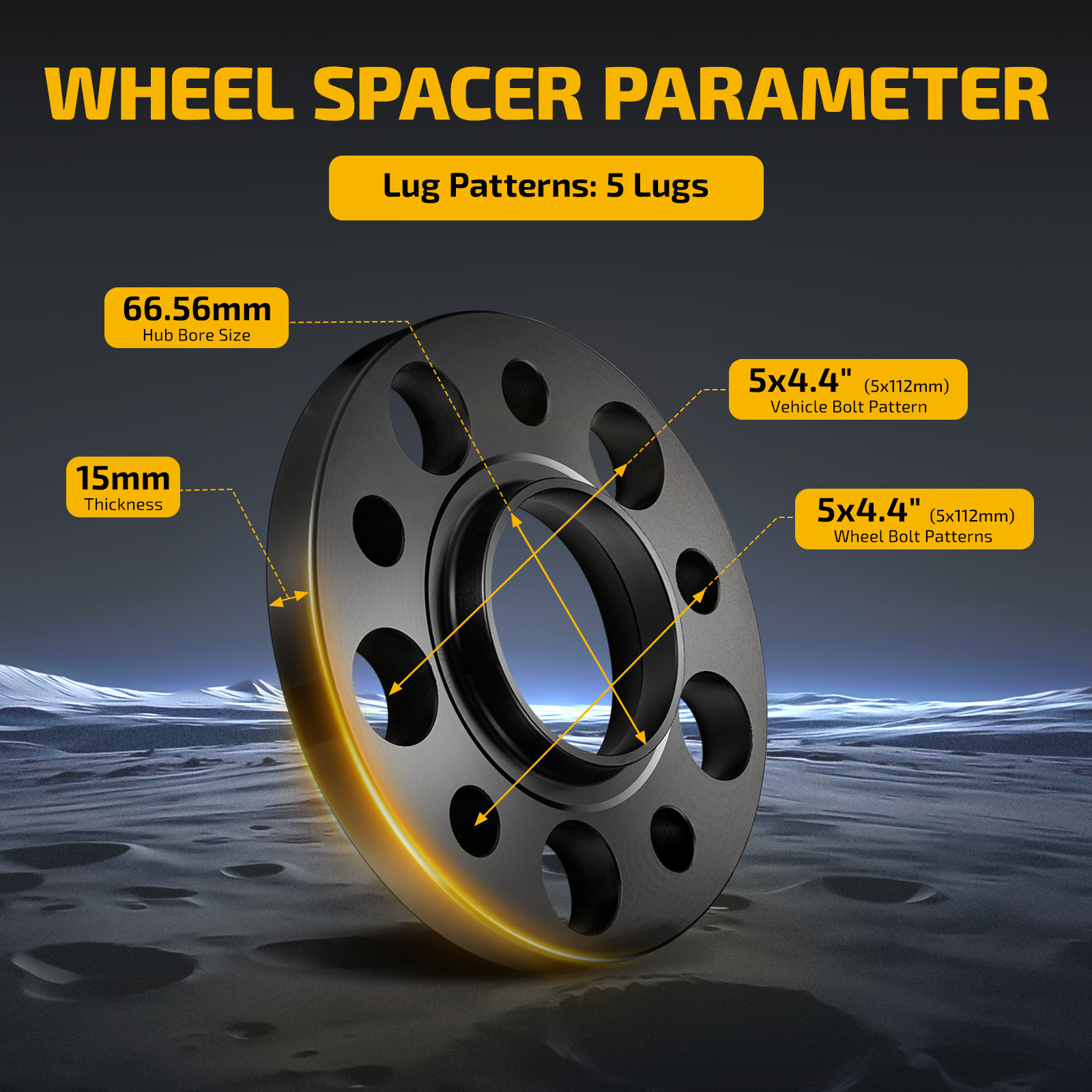 2x 15mm 5×4.4″ 5×112 Wheel Spacer 66.56mm For Audi A4 A5 S4 S5 Mercedes-Benz