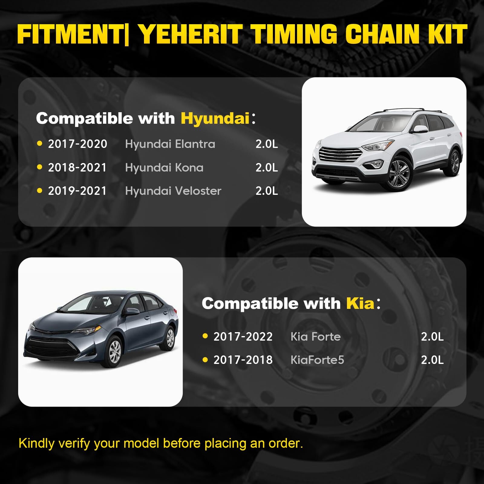 Timing Chain Kit w/ VVT Camshaft Gear for Hyundai Elantra Kona 2.0L 2017-2021