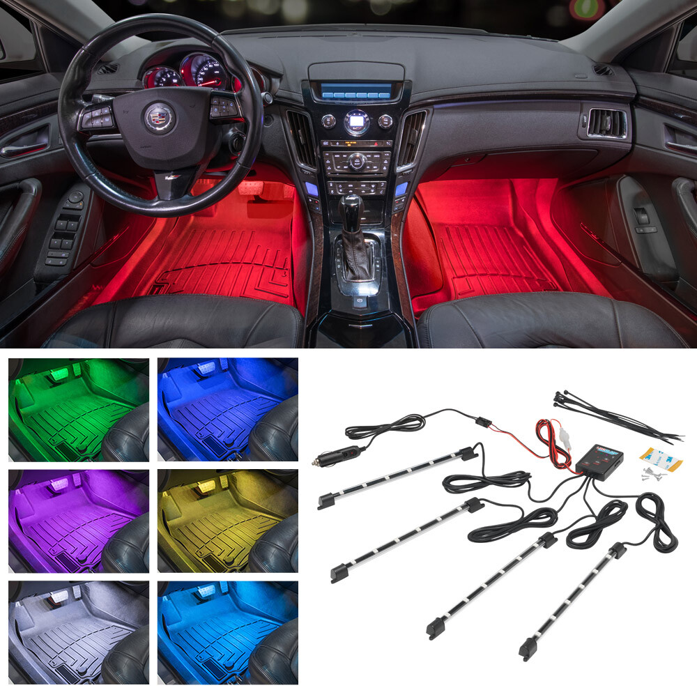 NEW! LEDGLOW 4pc 7 COLOR LED INTERIOR LIGHT KIT for ALL CARS w ACCENT NEON GLOW