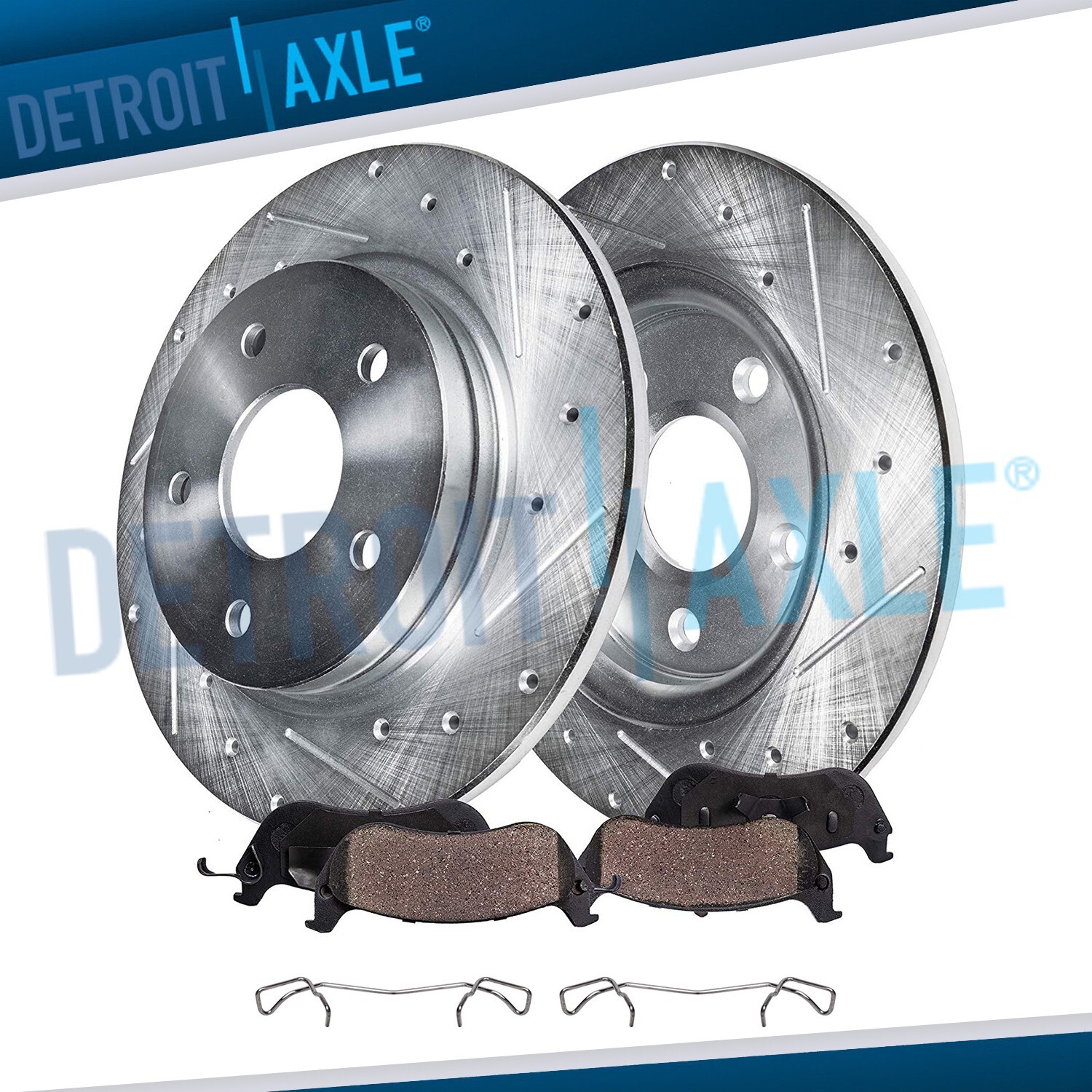 10.67” 271mm Rear Drilled Rotors Ceramic Brake Pads for 2012 – 2018 Ford Focus