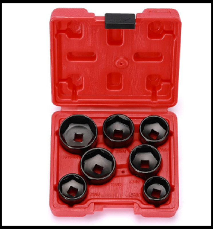 MIXPOWER 7 Pieces 3/8″ Drive Low Profile Oil Filter Socket Set, 24mm, 25mm, Oil