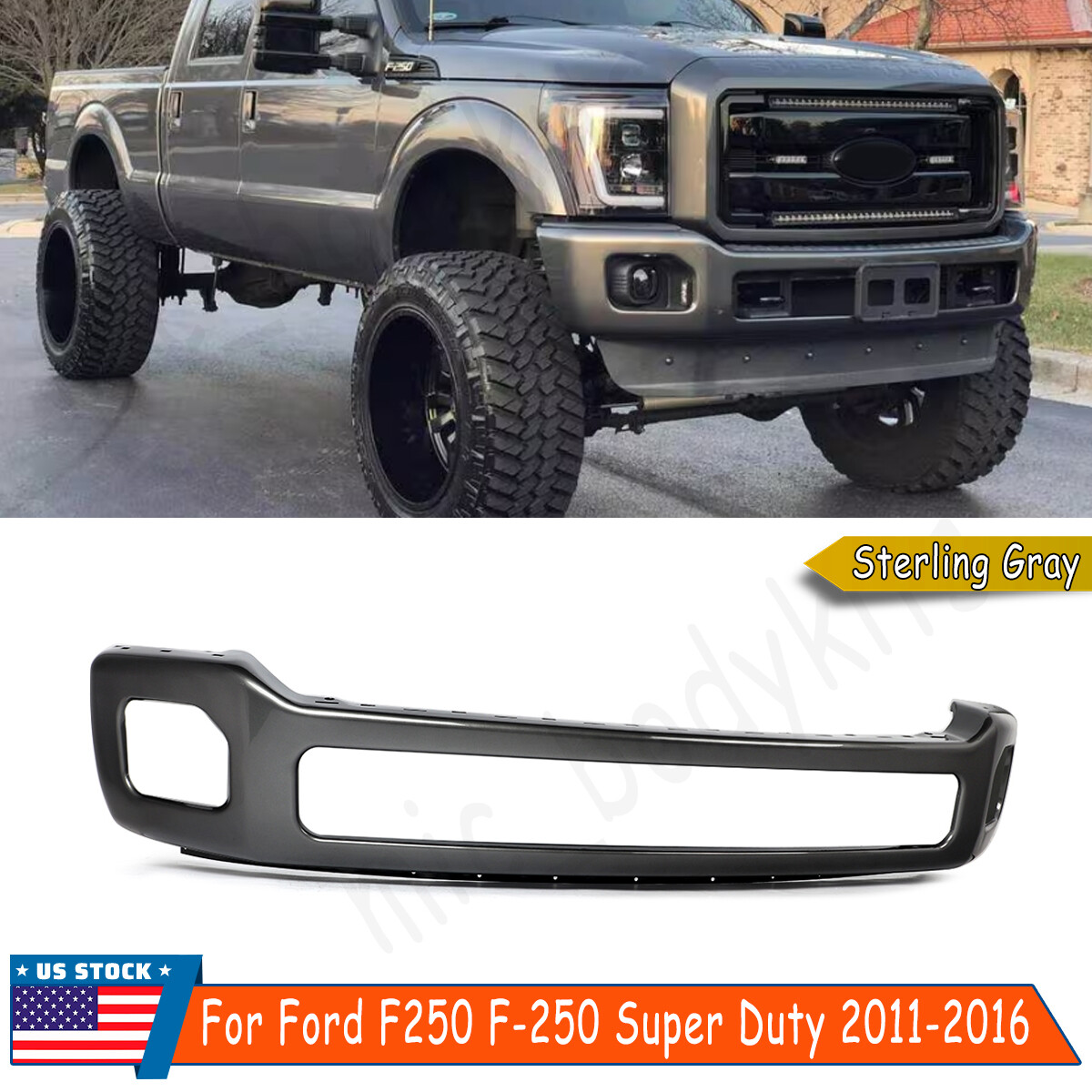 For Ford F250 F350 F450 Super Duty 2011-2016 Front Bumper Face Bar Sterling Gray