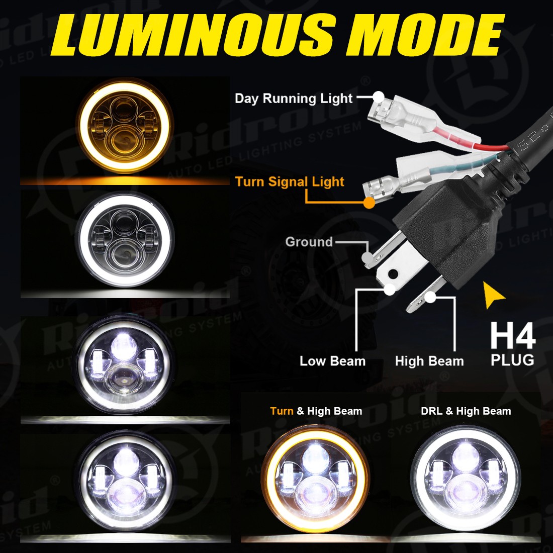 7″ inch Round LED Headlight For YAMAHA XJ XS 250 400 600 650 750 850 1100 Virago