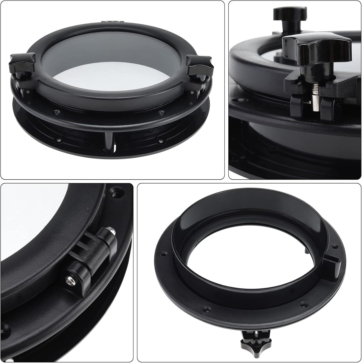 10″ Round Opening Portlight Porthole Window with ABS Plastic & Tempered Glass