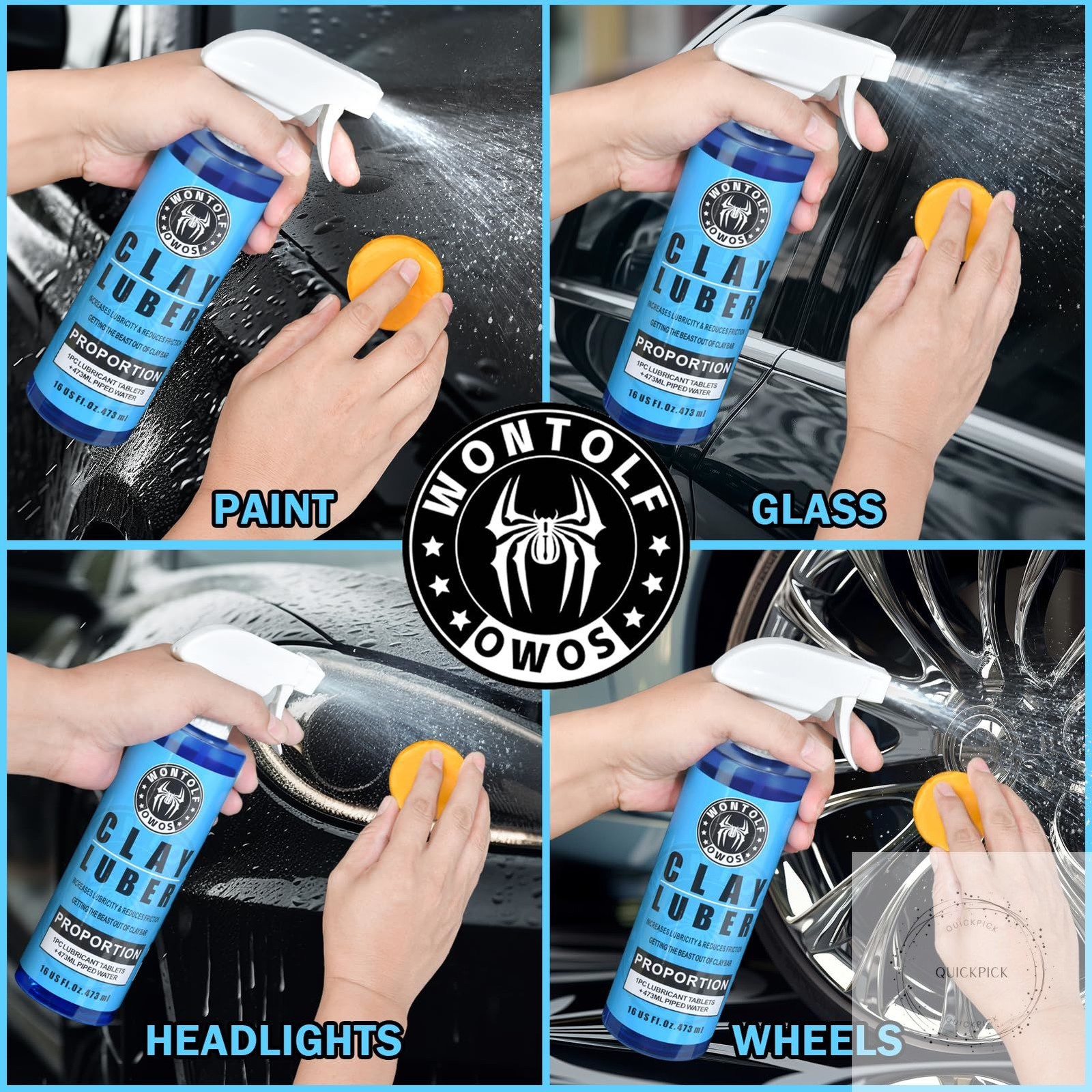 Car Clay Bars Auto Detailing and Clay Luber Synthetic Lubricant Kit, 4 Clay Bars