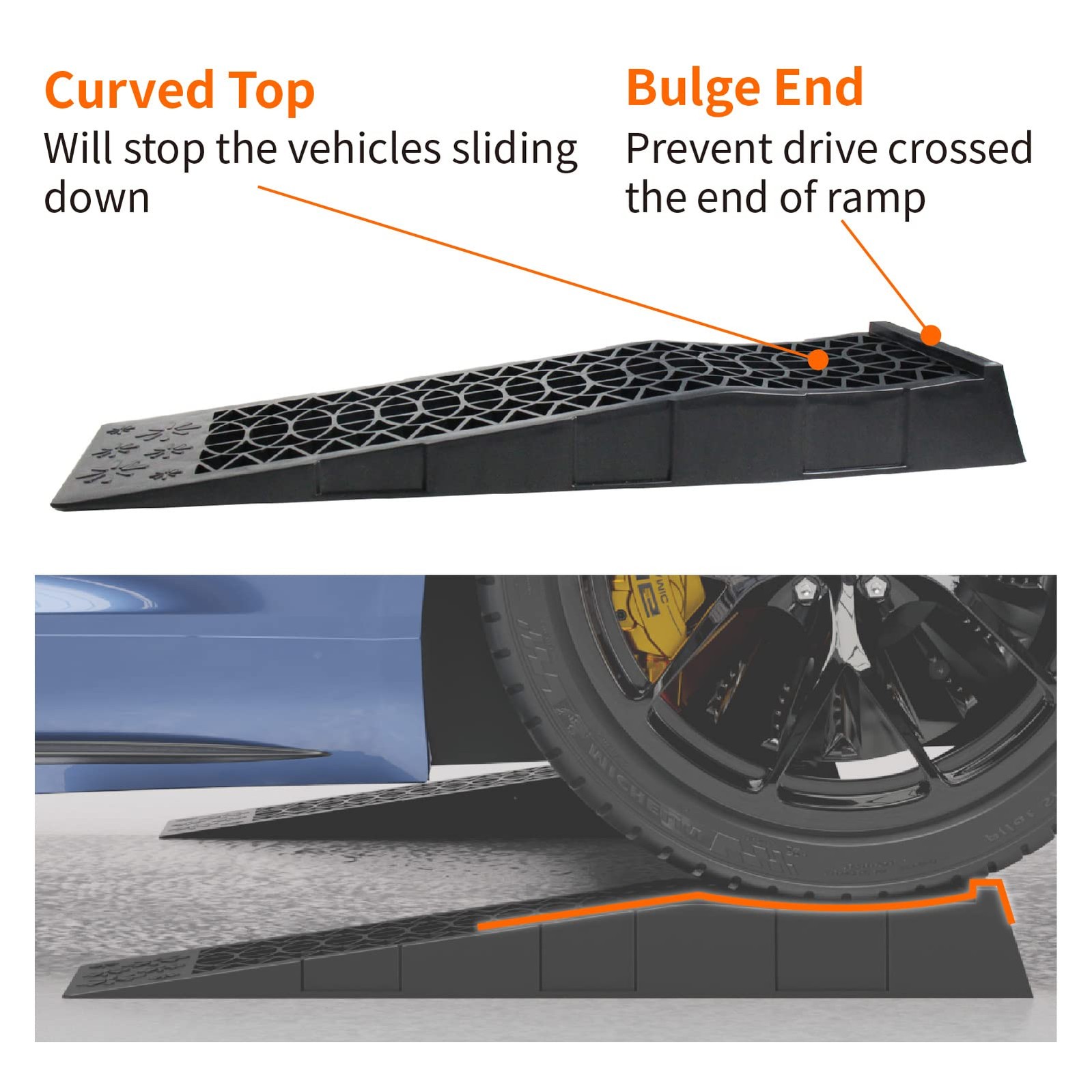 Low Profile Car Service Ramp with Anti-Slip Blocks Oil Changes& Maintenance 2…
