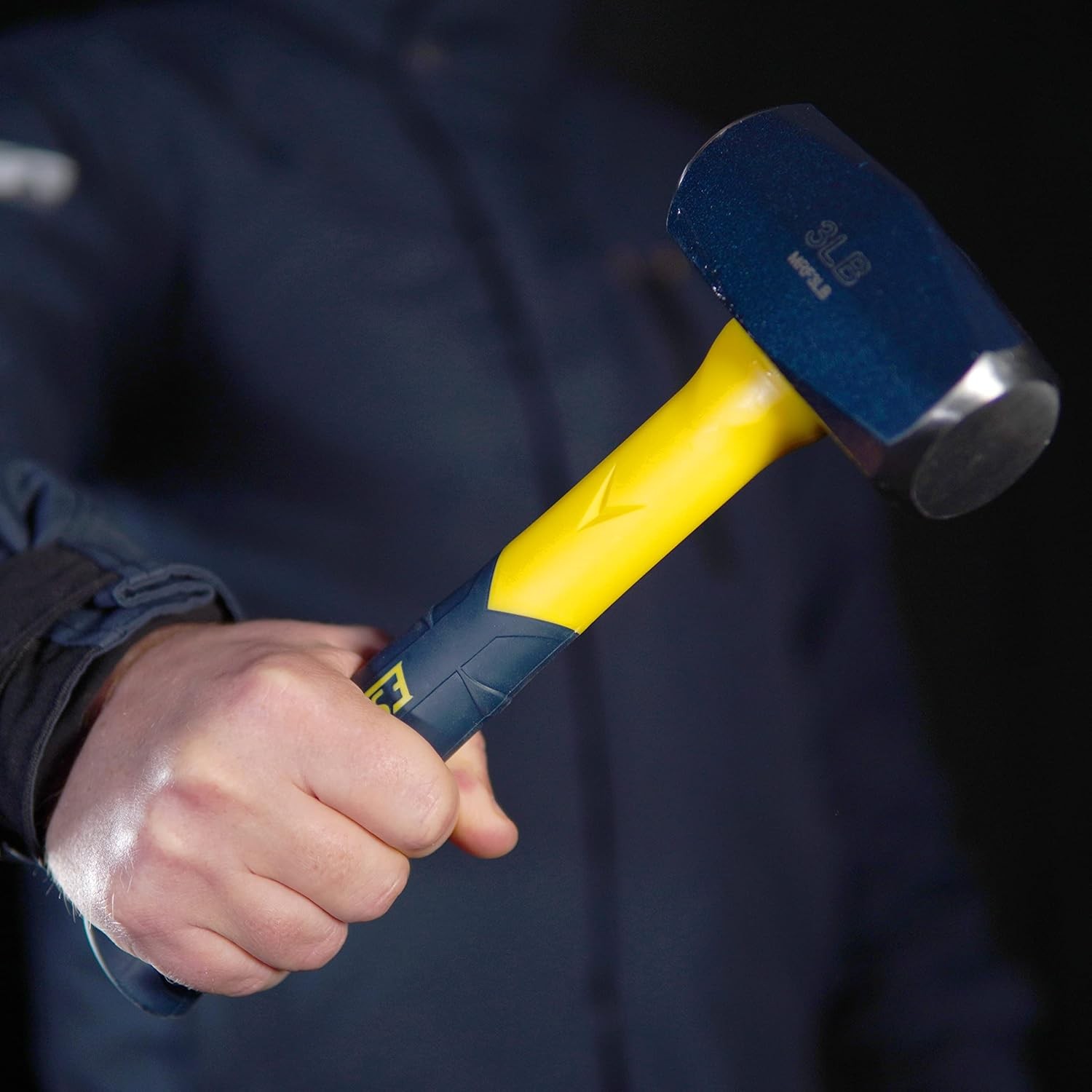 ESTWING Sure Strike Drilling/Crack Hammer – 3 lbs (Pounds), Blue/Yellow