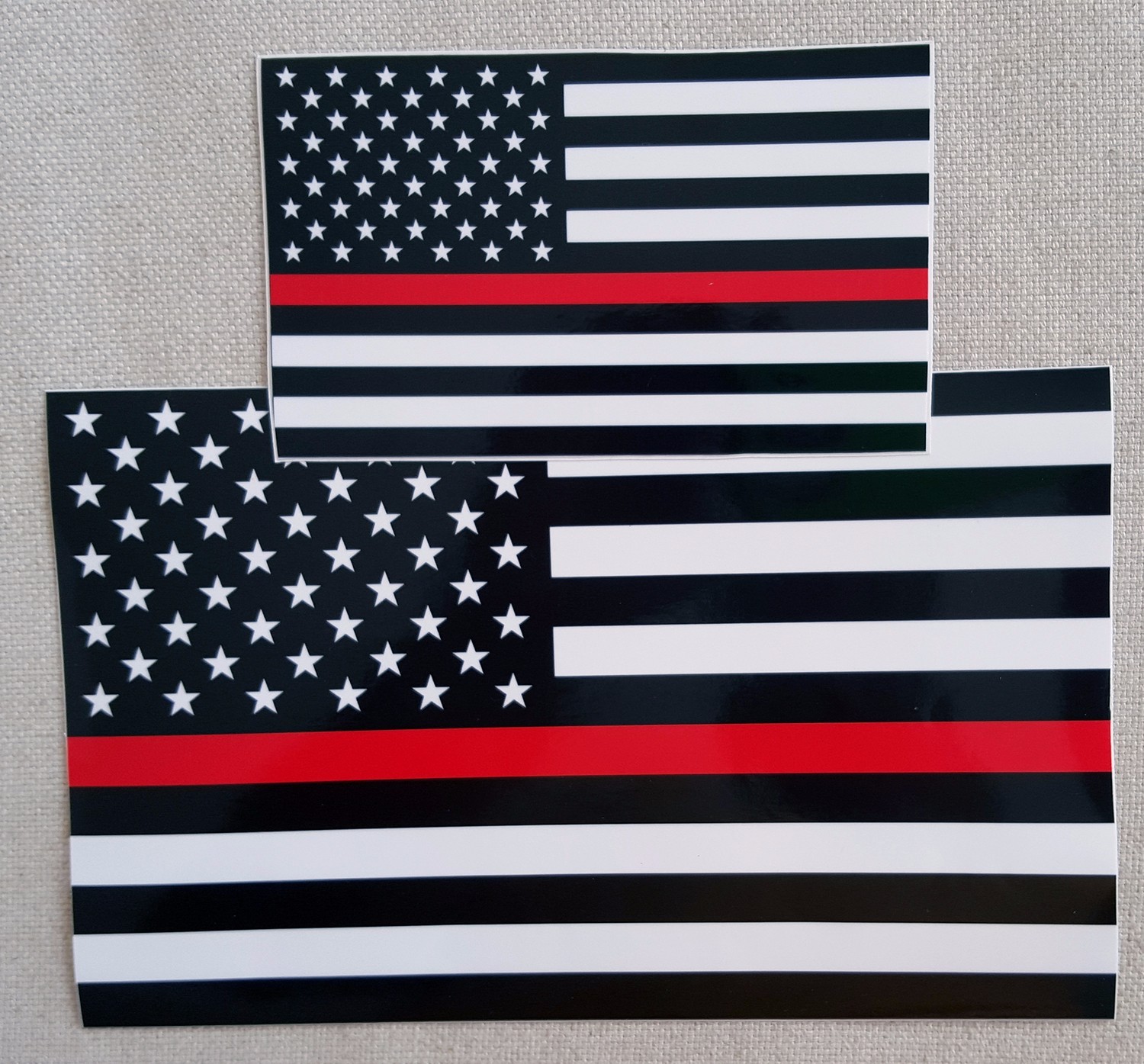 (2) 2.5″x1.5″ & 3″X5″Thin Red Line FireFighter respect flag Vinyl Decal Sticker