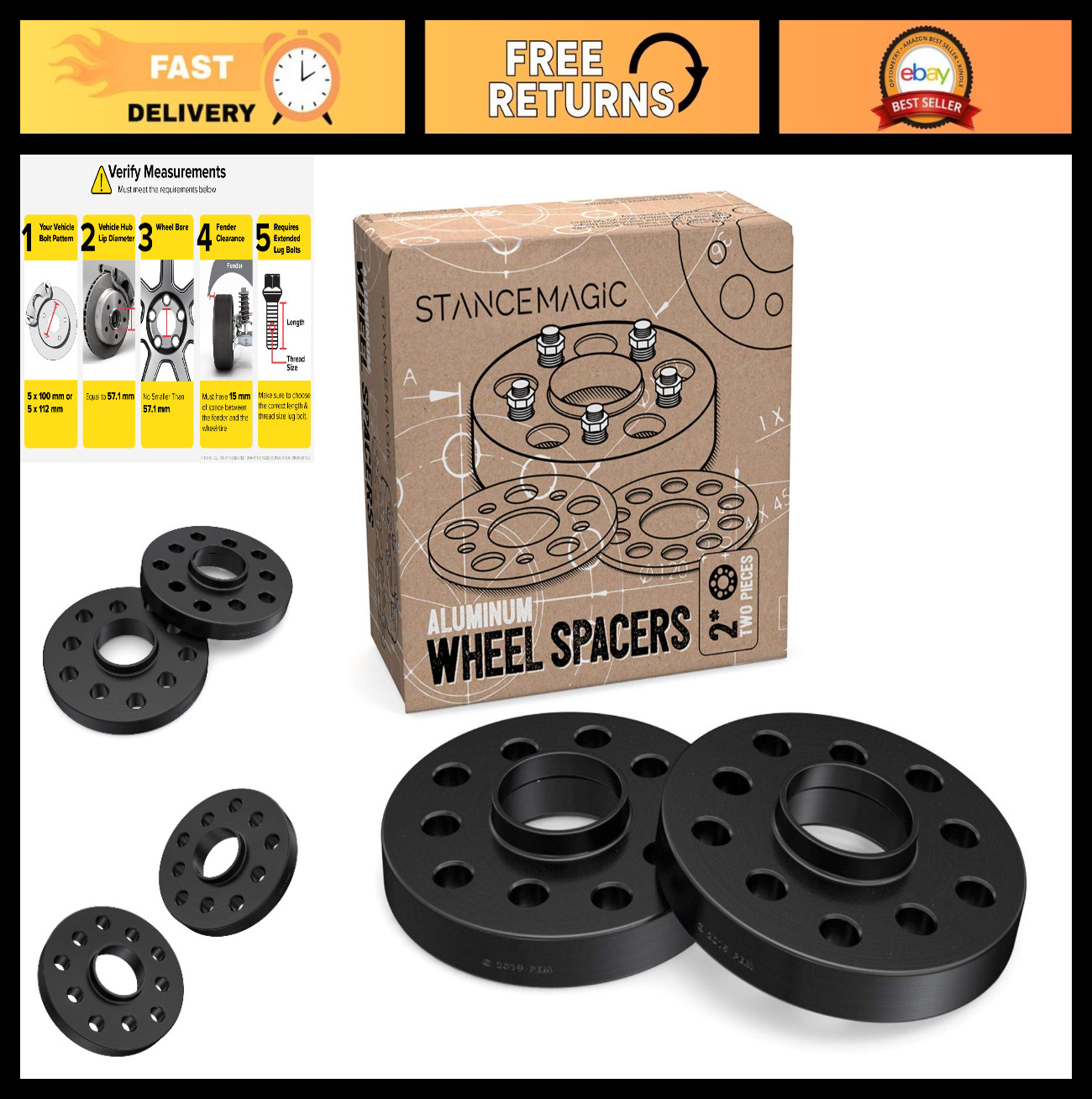 15mm Hubcentric Wheel Spacers 5×112 5×100 57.1mm Bore for Audi VW Jetta Golf – 2