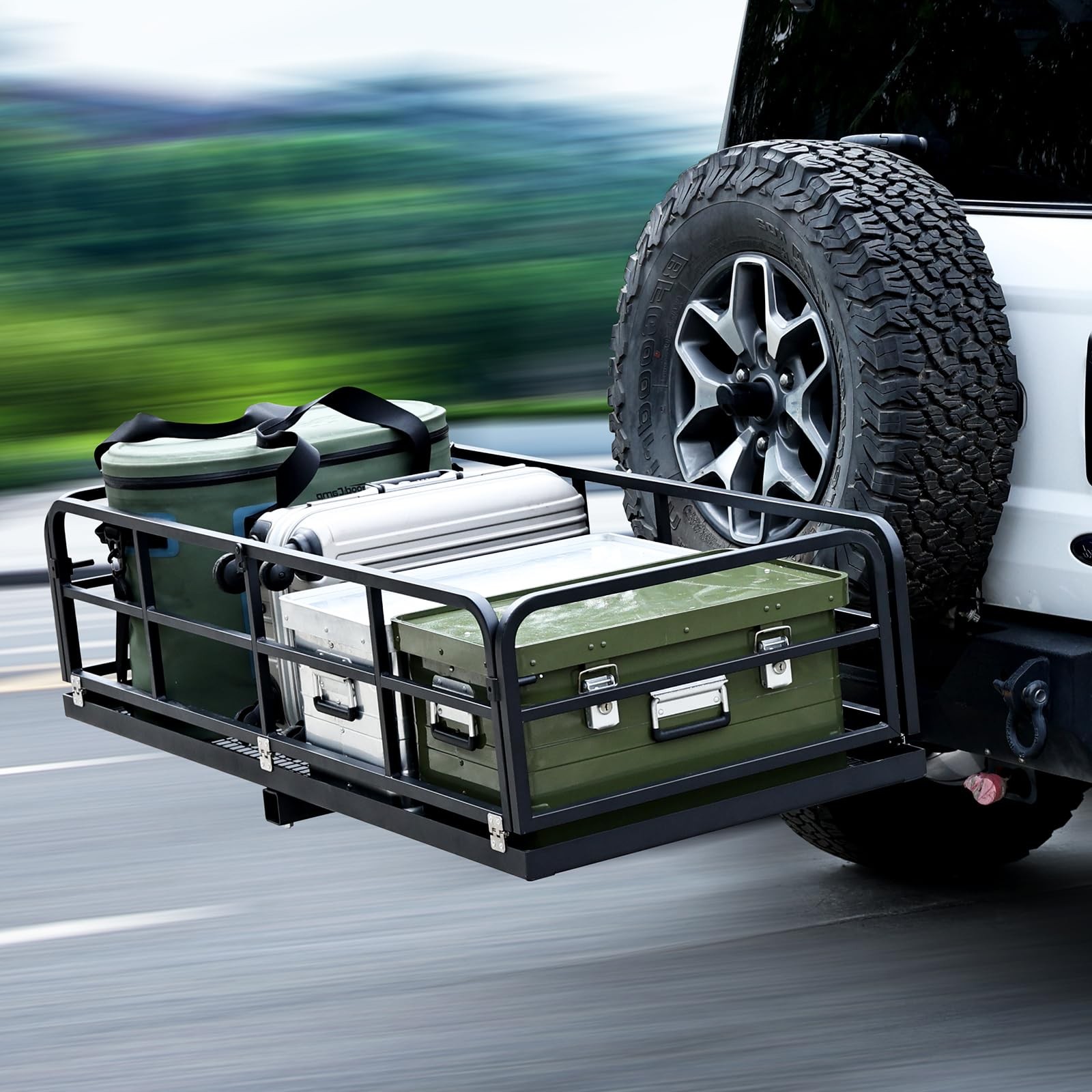 750 lb Cargo Carrier Hitch Mount Cargo Basket Foldable Luggage Rack 2″ Receiver