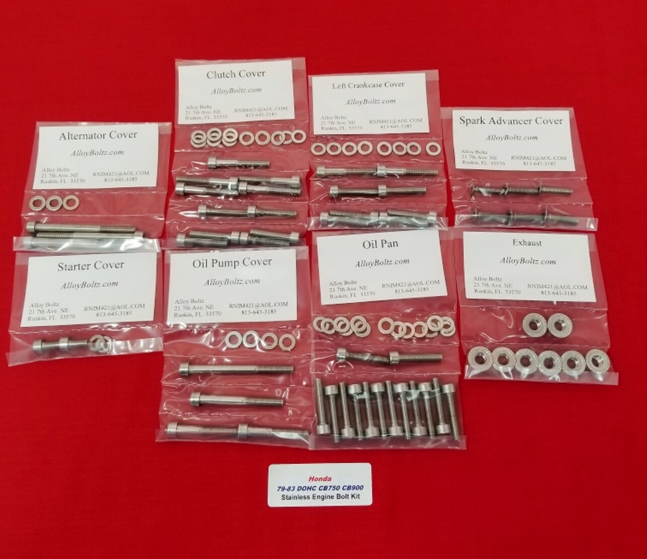 HONDA 1979-83 DOHC CB750 POLISHED STAINLESS STEEL ENGINE BOLT SCREW KIT SET