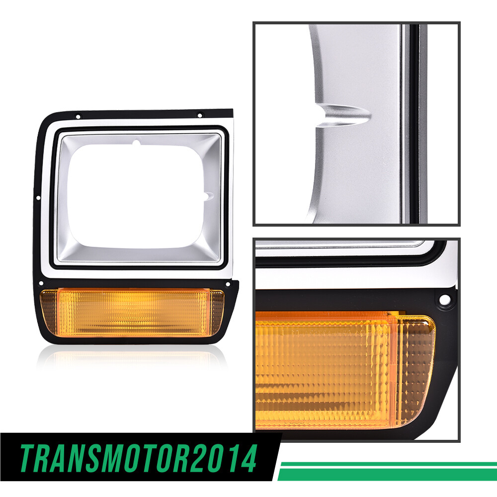 Fit For Dodge Pickup Truck Headlight Headlamp Bezel Pair w/ Corner Parking Light