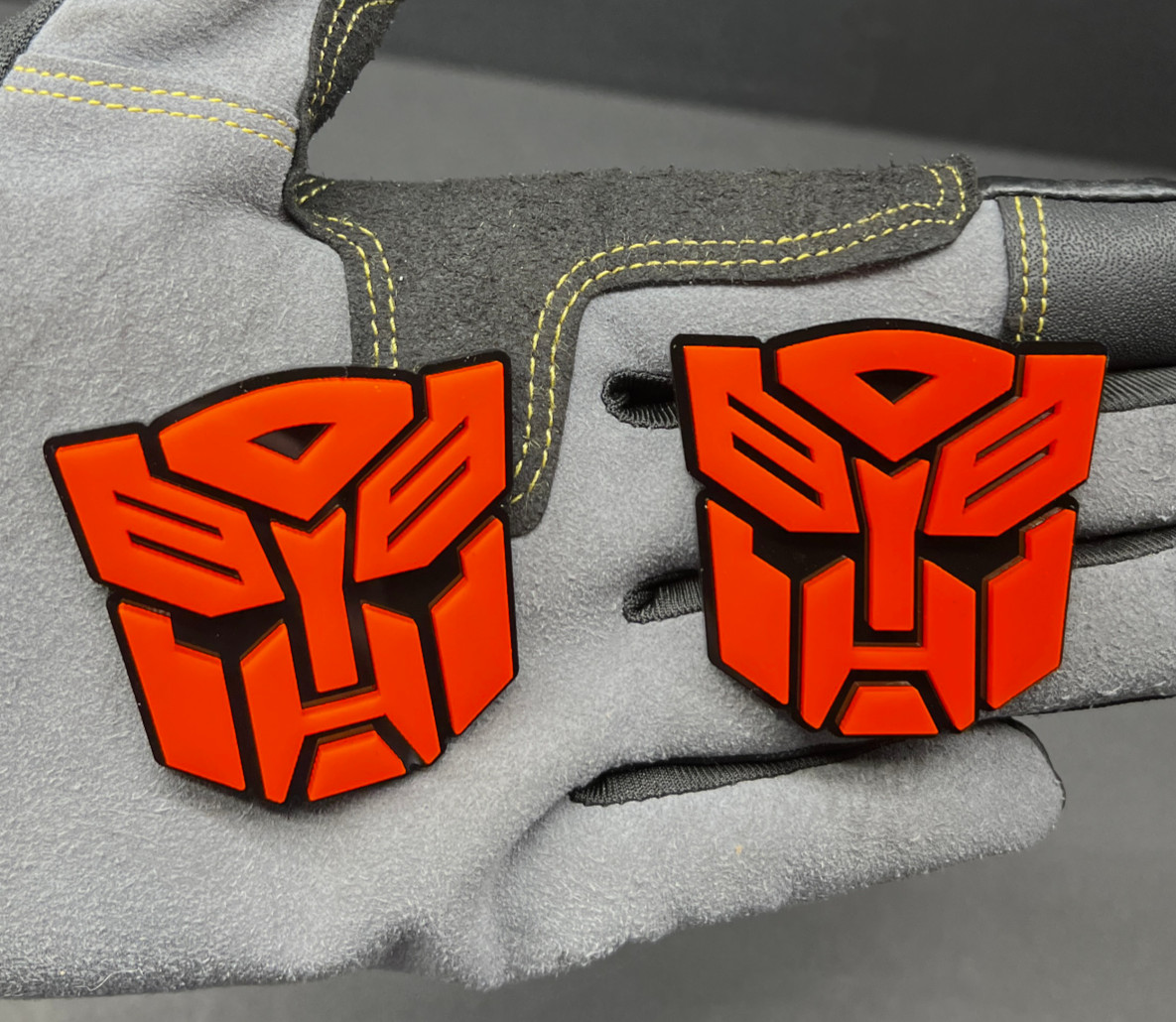 2x Autobot Red on Black Transformer Mask Car Fender Badge Emblem 2 INCHES