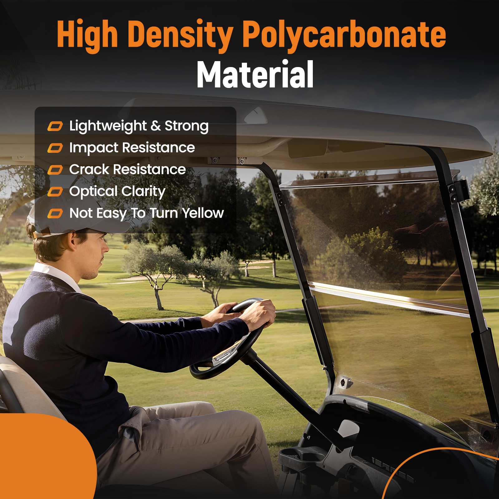 Front PC Screen for EZGO TXT Medalist Golf Cart 1994-2014 Smoke Tinted 4MM new