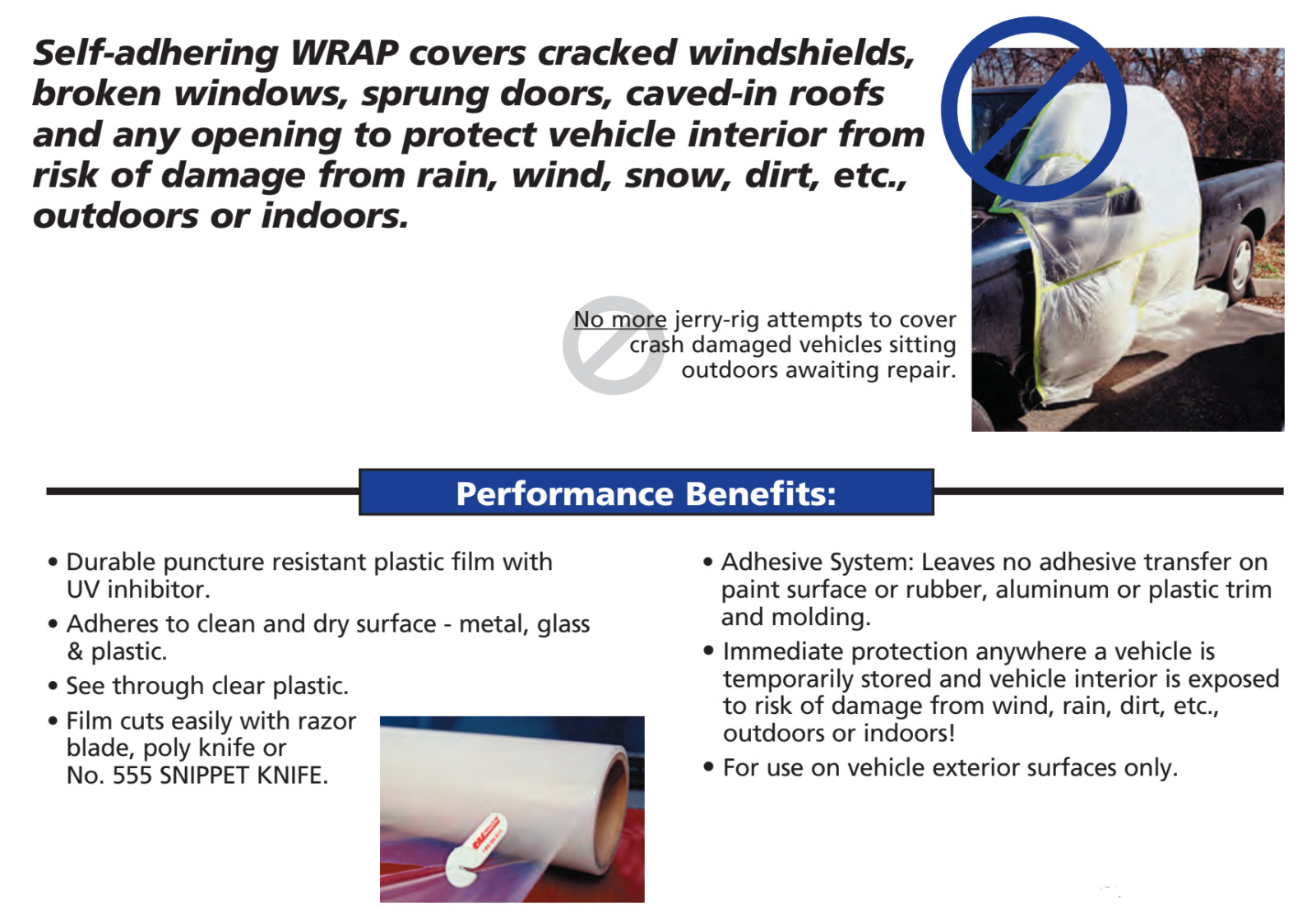 RBL Continuous Roll Self-Adhering Collision Wrap – 30″ x 100′ x 3mil – CLOSEOUT
